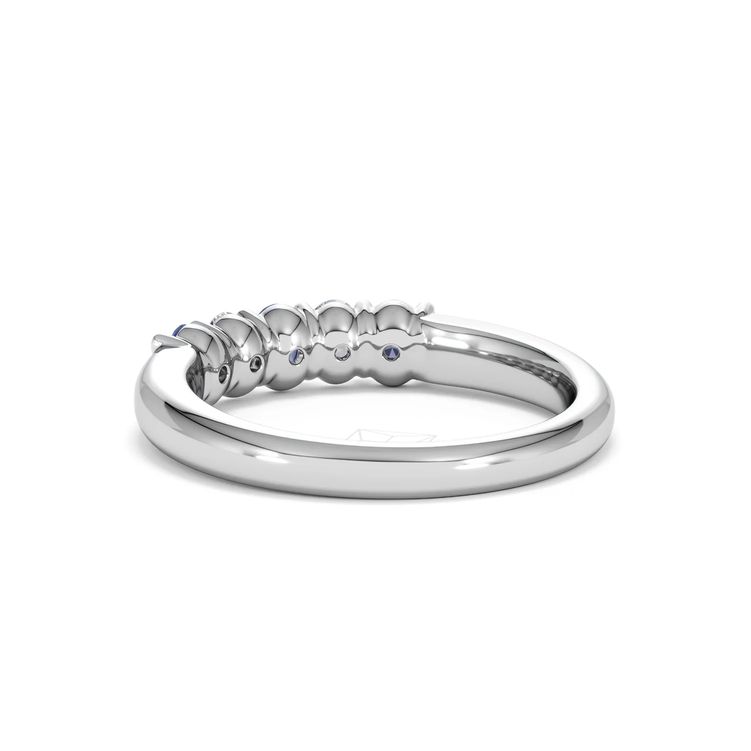 Solene 0.75ct Oval Cut Lab Sapphire and Lab Diamond Half Band Eternity Ring in 18k White Gold - Image 55
