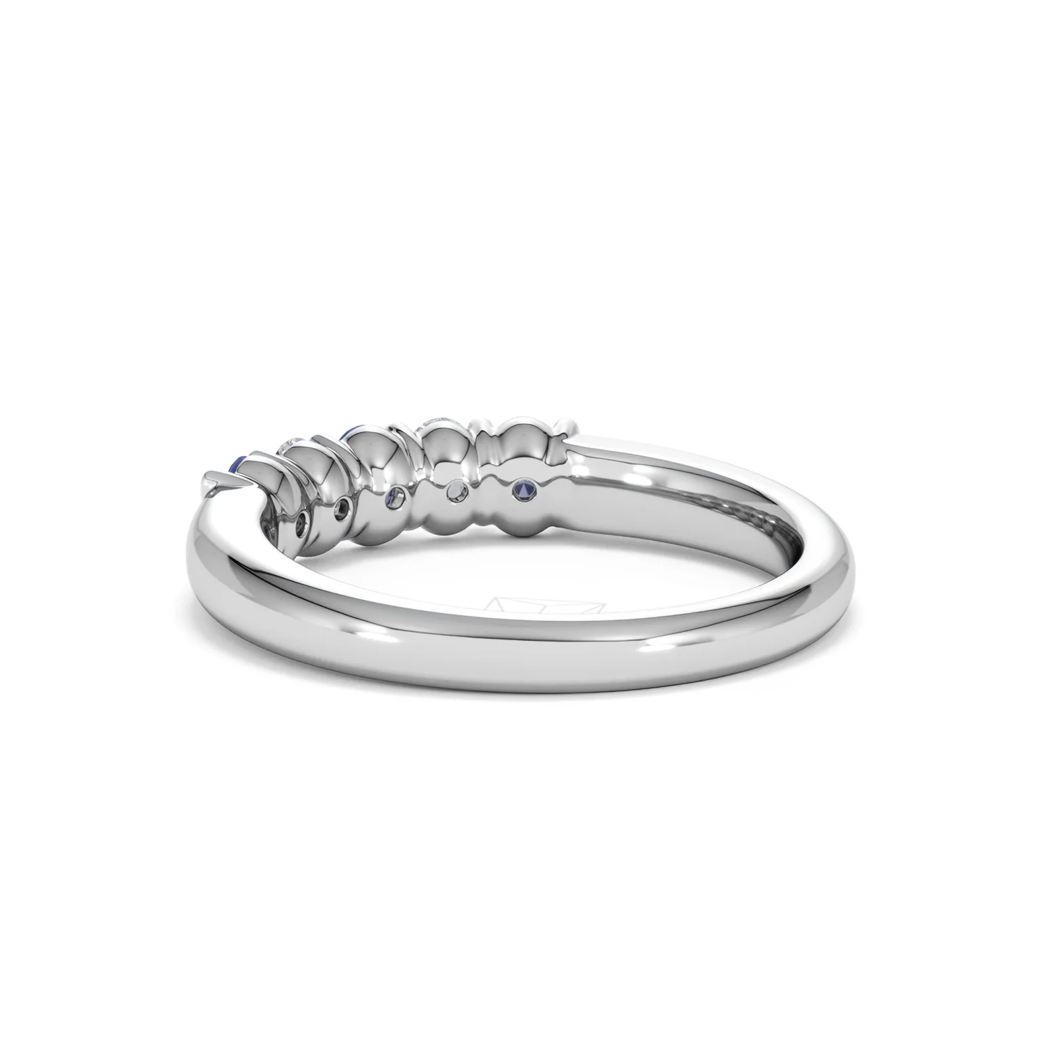 Solene 0.75ct Oval Cut Lab Sapphire and Lab Diamond Half Band Eternity Ring in 18k White Gold - Image 56