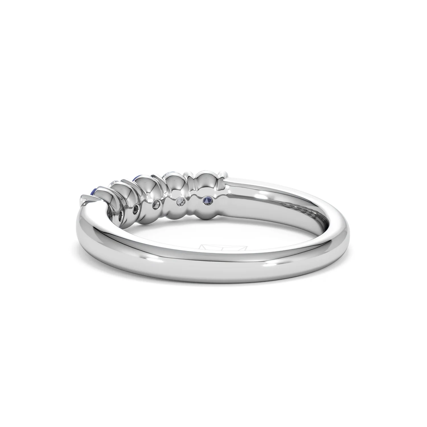 Solene 0.75ct Oval Cut Lab Sapphire and Lab Diamond Half Band Eternity Ring in 18k White Gold - Image 57