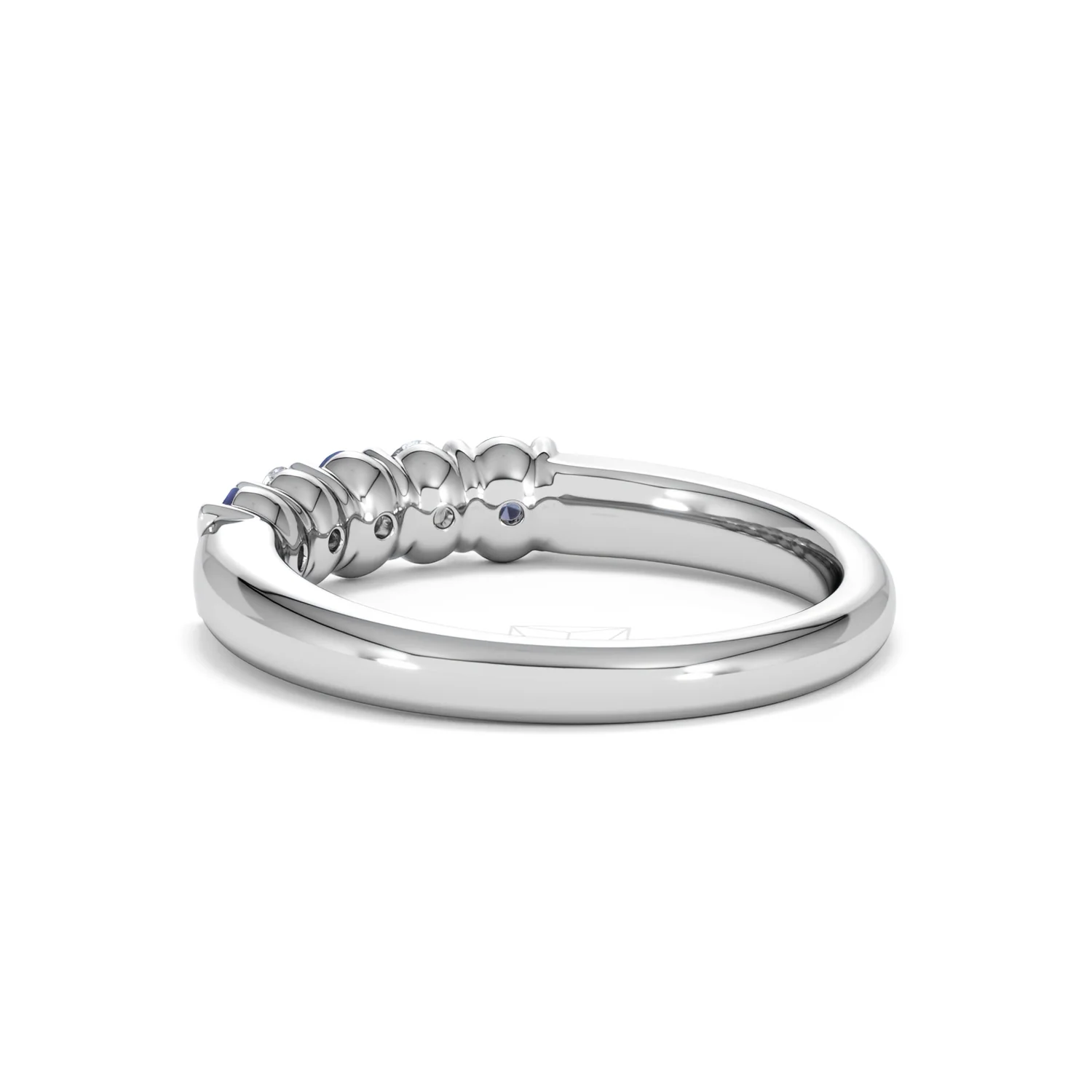 Solene 0.75ct Oval Cut Lab Sapphire and Lab Diamond Half Band Eternity Ring in 18k White Gold - Image 58
