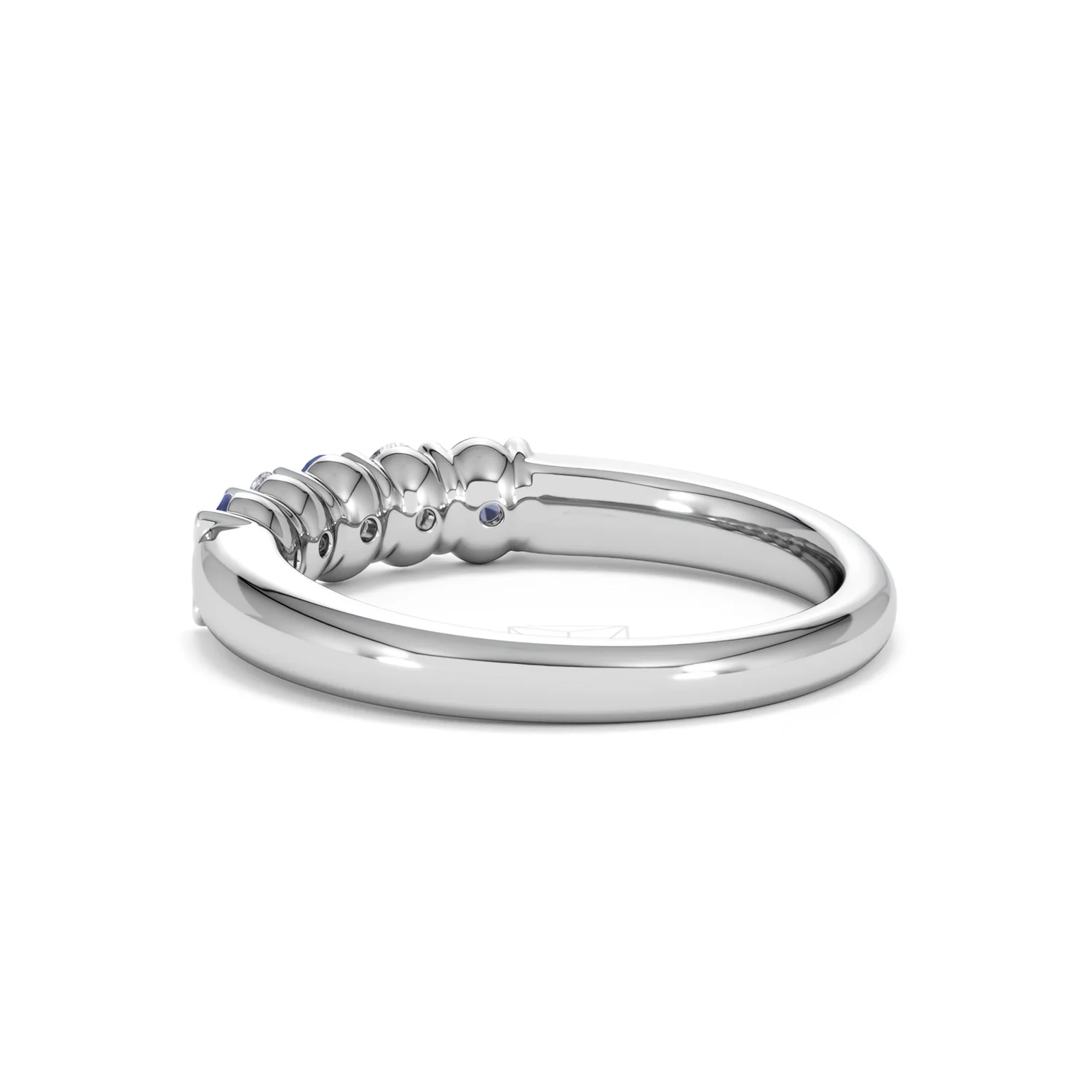 Solene 0.75ct Oval Cut Lab Sapphire and Lab Diamond Half Band Eternity Ring in 18k White Gold - Image 59
