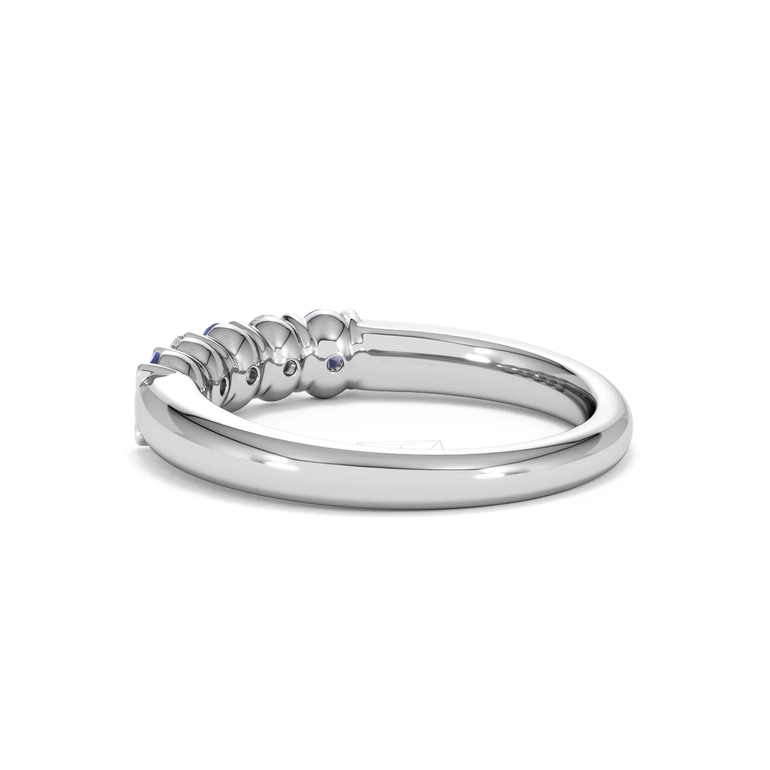 Solene 0.75ct Oval Cut Lab Sapphire and Lab Diamond Half Band Eternity Ring in 18k White Gold - Image 60