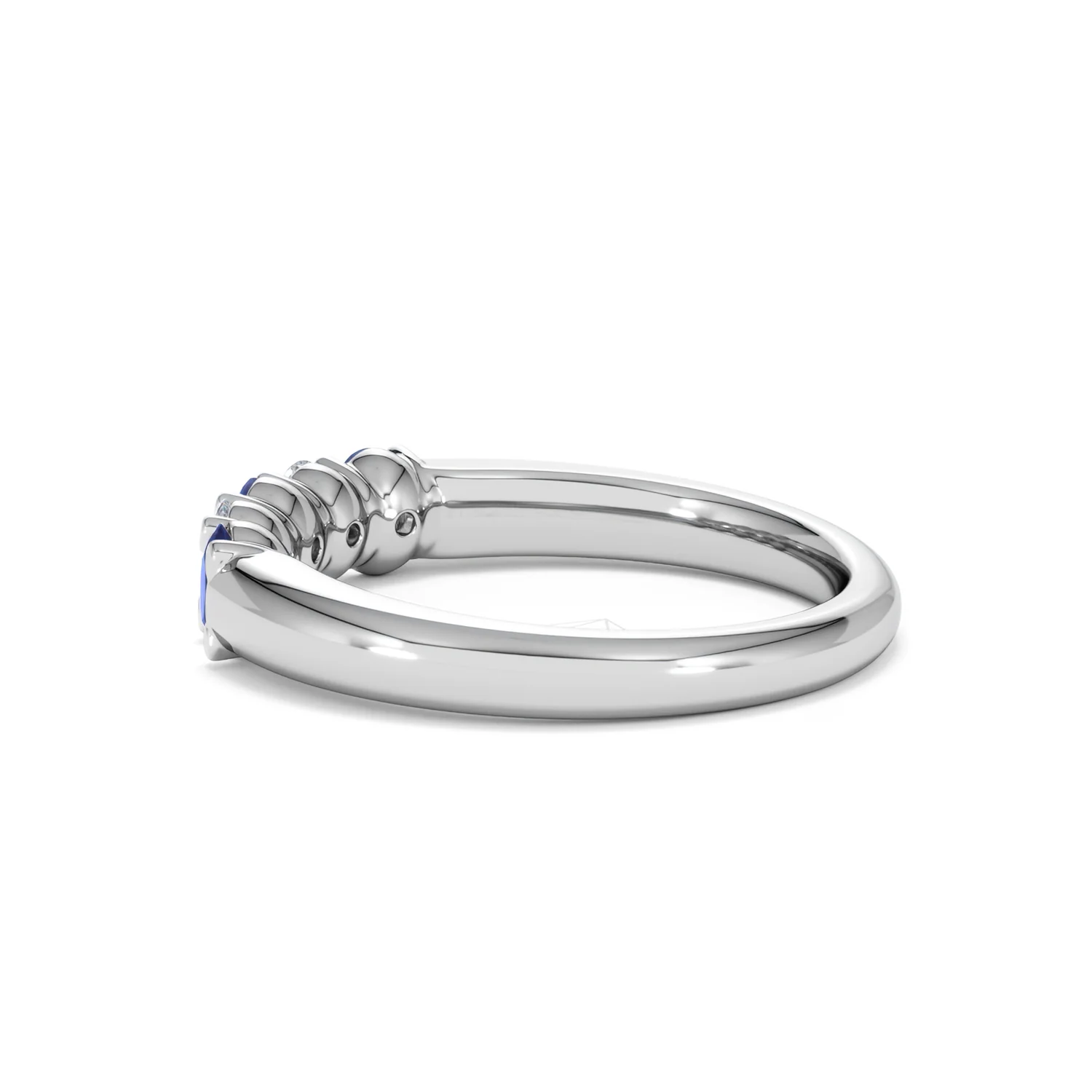 Solene 0.75ct Oval Cut Lab Sapphire and Lab Diamond Half Band Eternity Ring in 18k White Gold - Image 64