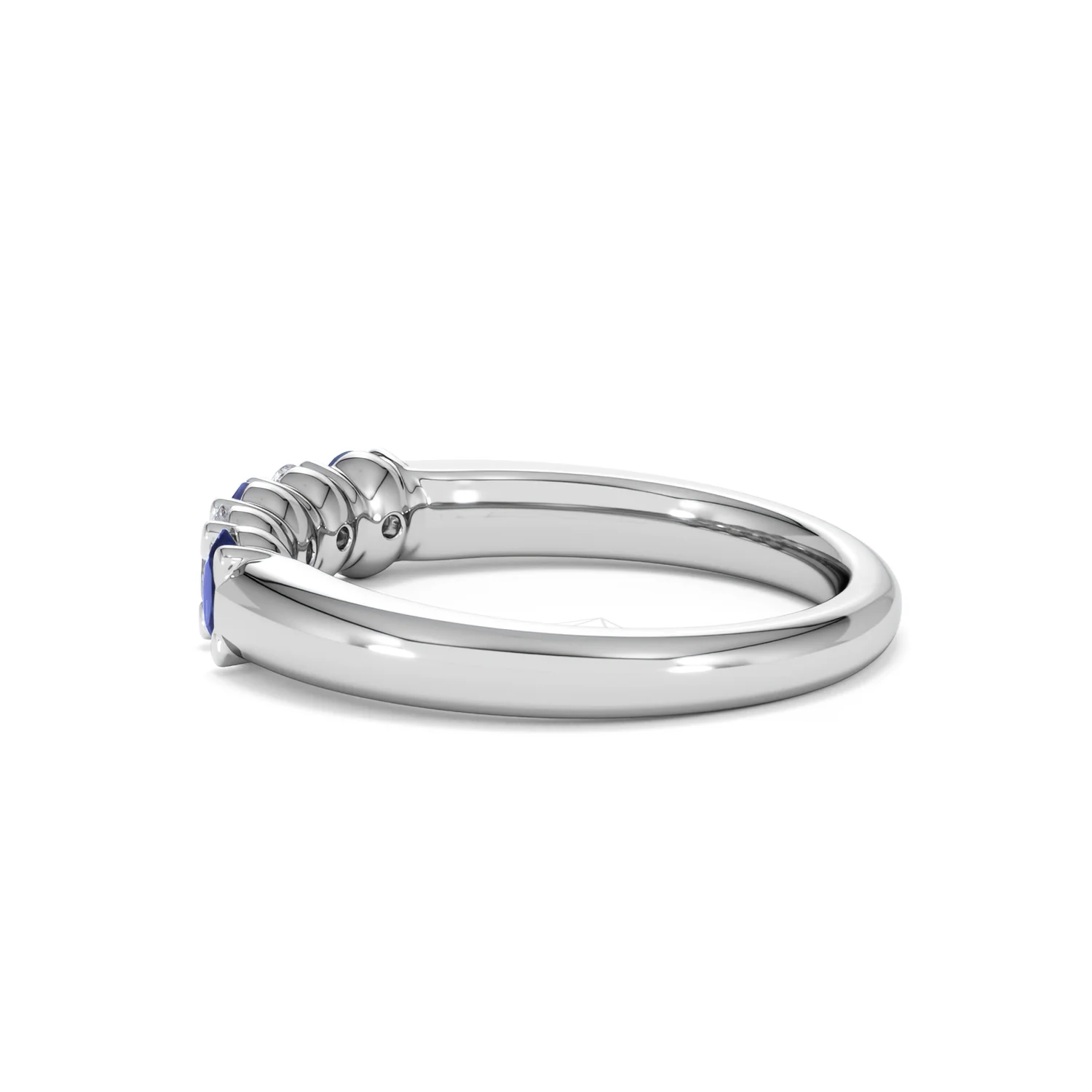 Solene 0.75ct Oval Cut Lab Sapphire and Lab Diamond Half Band Eternity Ring in 18k White Gold - Image 65