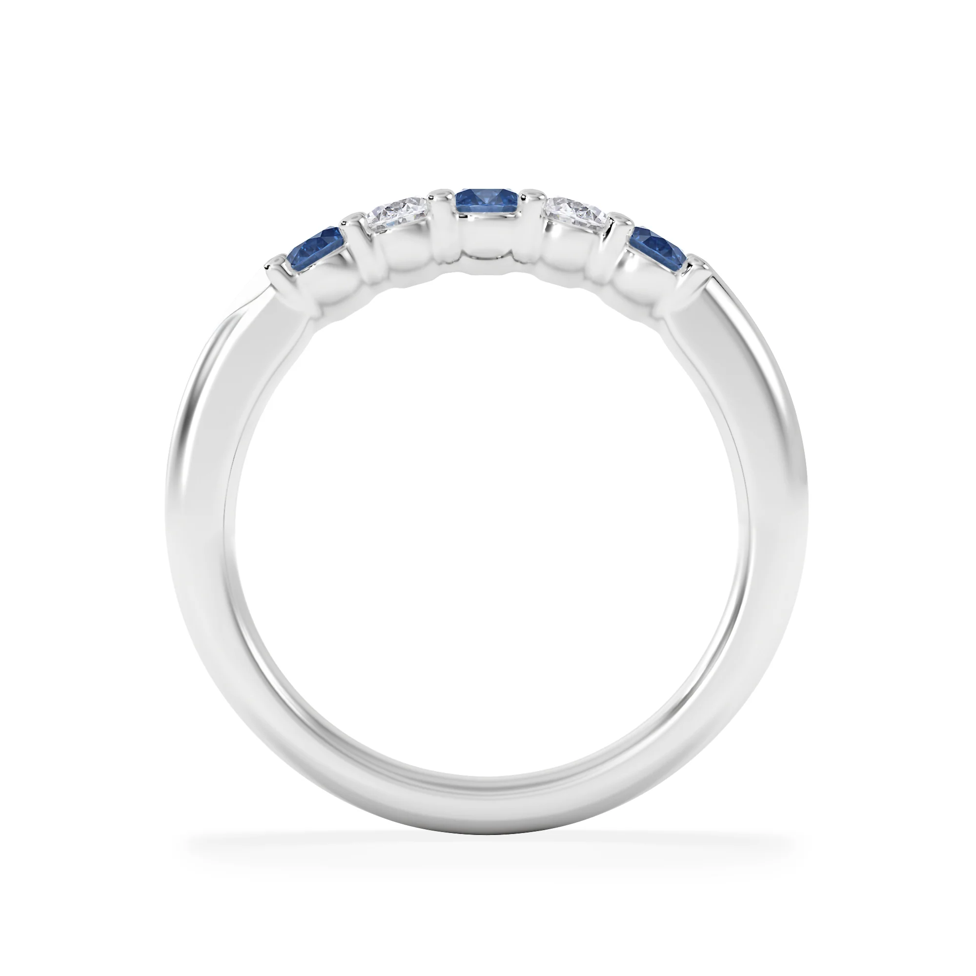 Solene 0.75ct Oval Cut Lab Sapphire and Lab Diamond Half Band Eternity Ring in 18k White Gold - Image 7