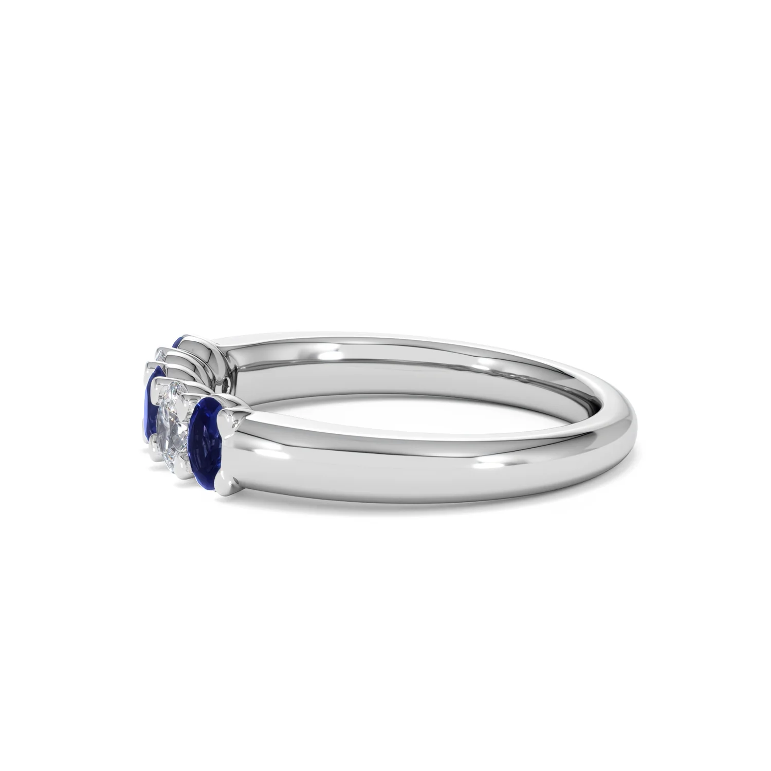 Solene 0.75ct Oval Cut Lab Sapphire and Lab Diamond Half Band Eternity Ring in 18k White Gold - Image 71