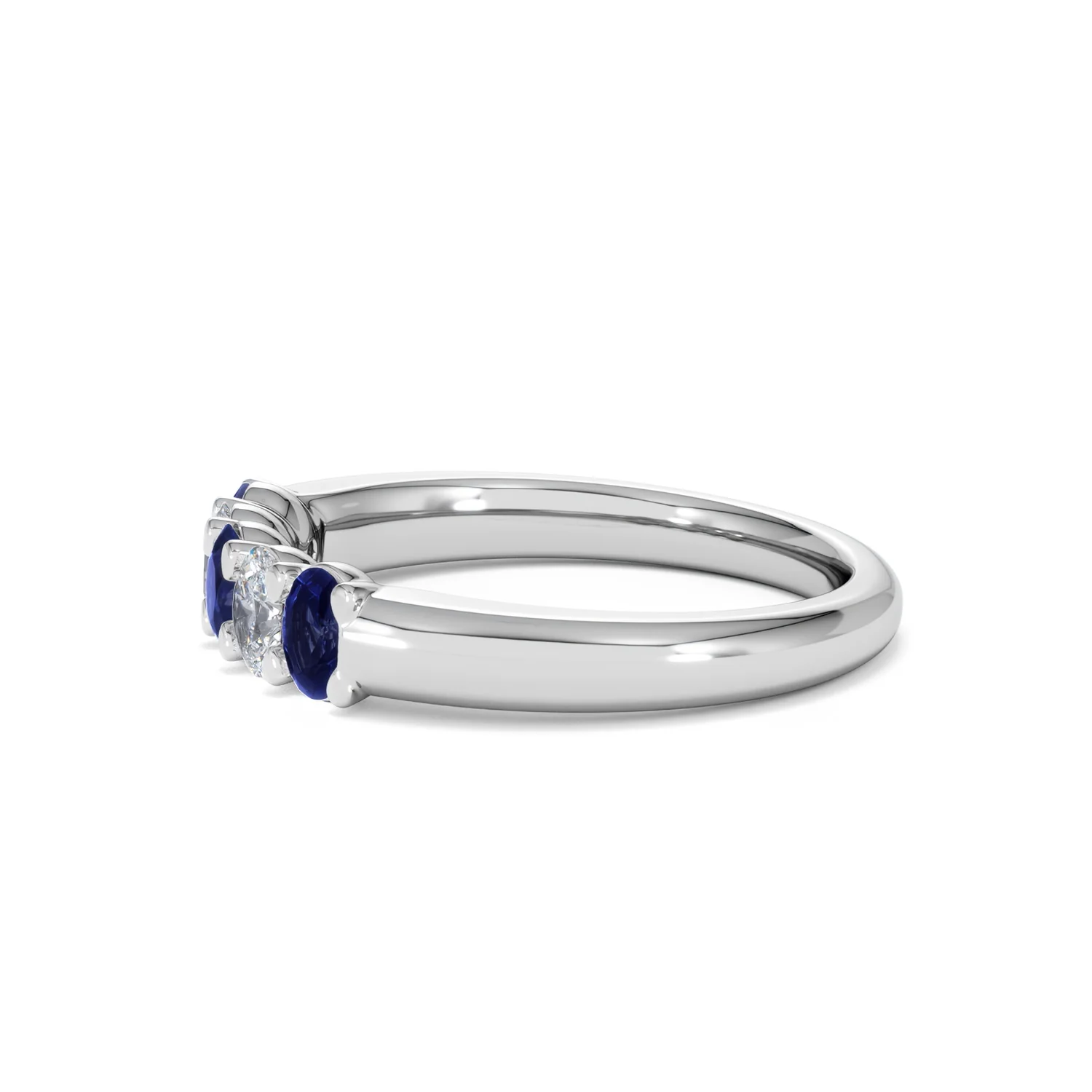 Solene 0.75ct Oval Cut Lab Sapphire and Lab Diamond Half Band Eternity Ring in 18k White Gold - Image 72