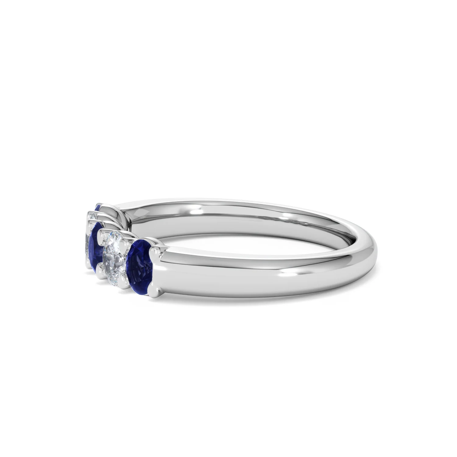Solene 0.75ct Oval Cut Lab Sapphire and Lab Diamond Half Band Eternity Ring in 18k White Gold - Image 73