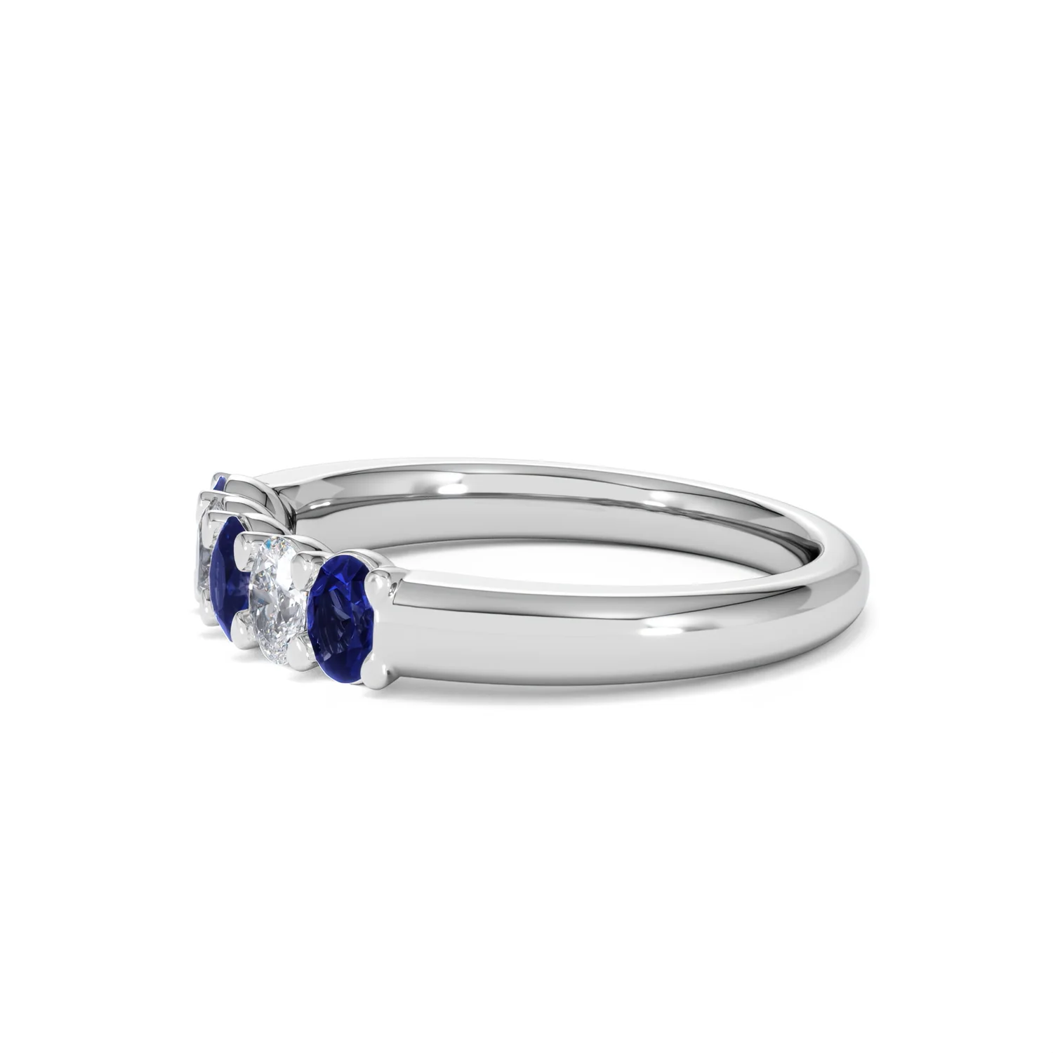 Solene 0.75ct Oval Cut Lab Sapphire and Lab Diamond Half Band Eternity Ring in 18k White Gold - Image 74