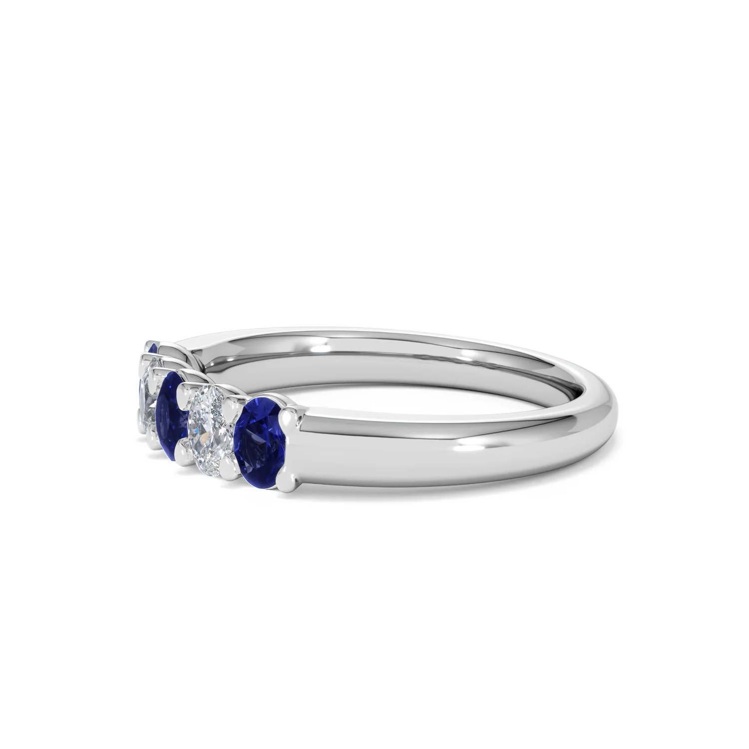 Solene 0.75ct Oval Cut Lab Sapphire and Lab Diamond Half Band Eternity Ring in 18k White Gold - Image 75