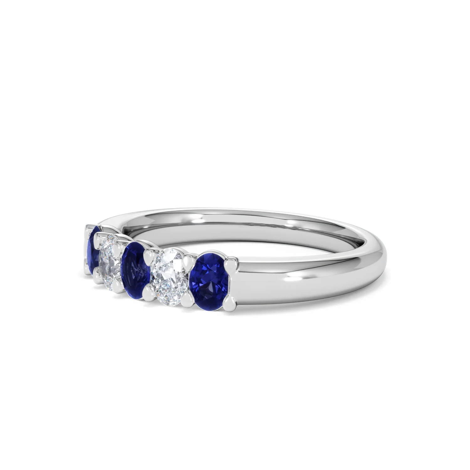 Solene 0.75ct Oval Cut Lab Sapphire and Lab Diamond Half Band Eternity Ring in 18k White Gold - Image 79