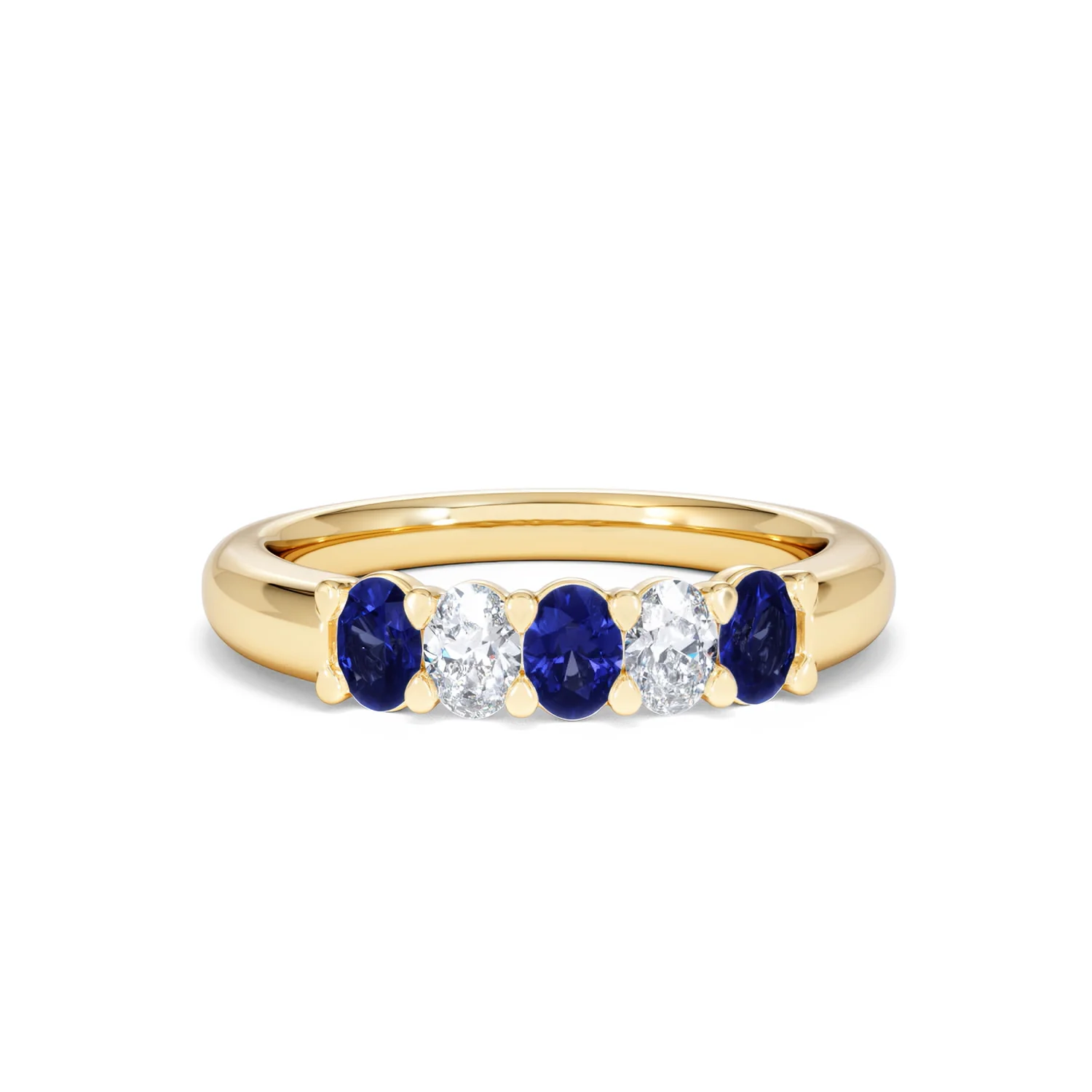 Solene 0.75ct Oval Cut Lab Sapphire and Lab Diamond Half Band Eternity Ring in 18k Yellow Gold - Image 10