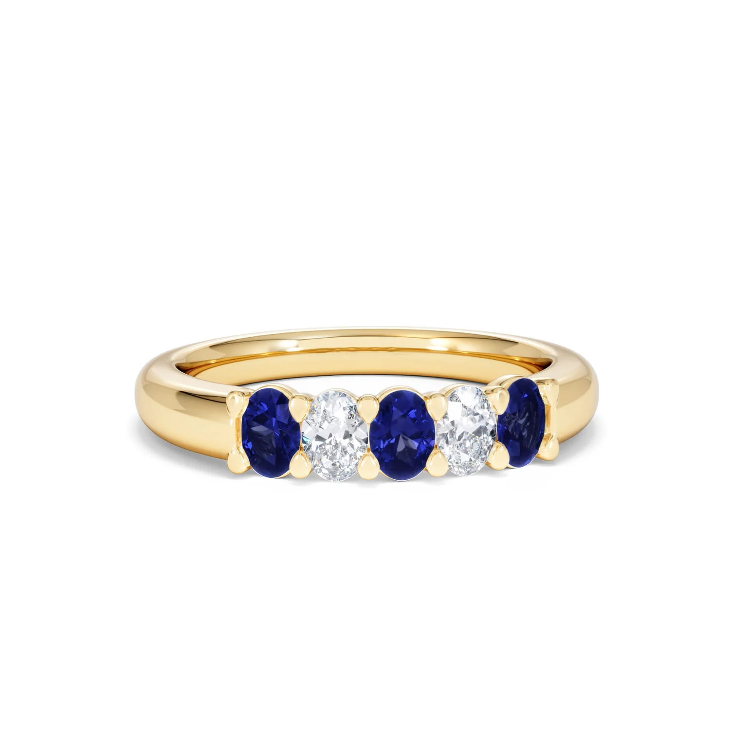 Solene 0.75ct Oval Cut Lab Sapphire and Lab Diamond Half Band Eternity Ring in 18k Yellow Gold - Image 11