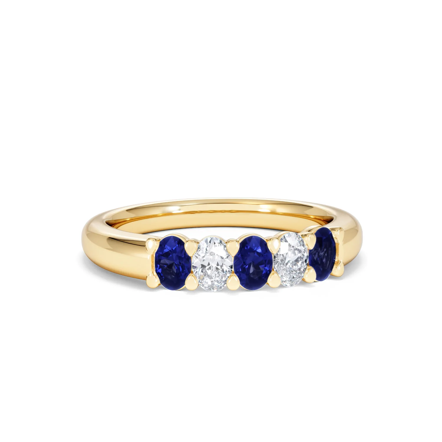 Solene 0.75ct Oval Cut Lab Sapphire and Lab Diamond Half Band Eternity Ring in 18k Yellow Gold - Image 12
