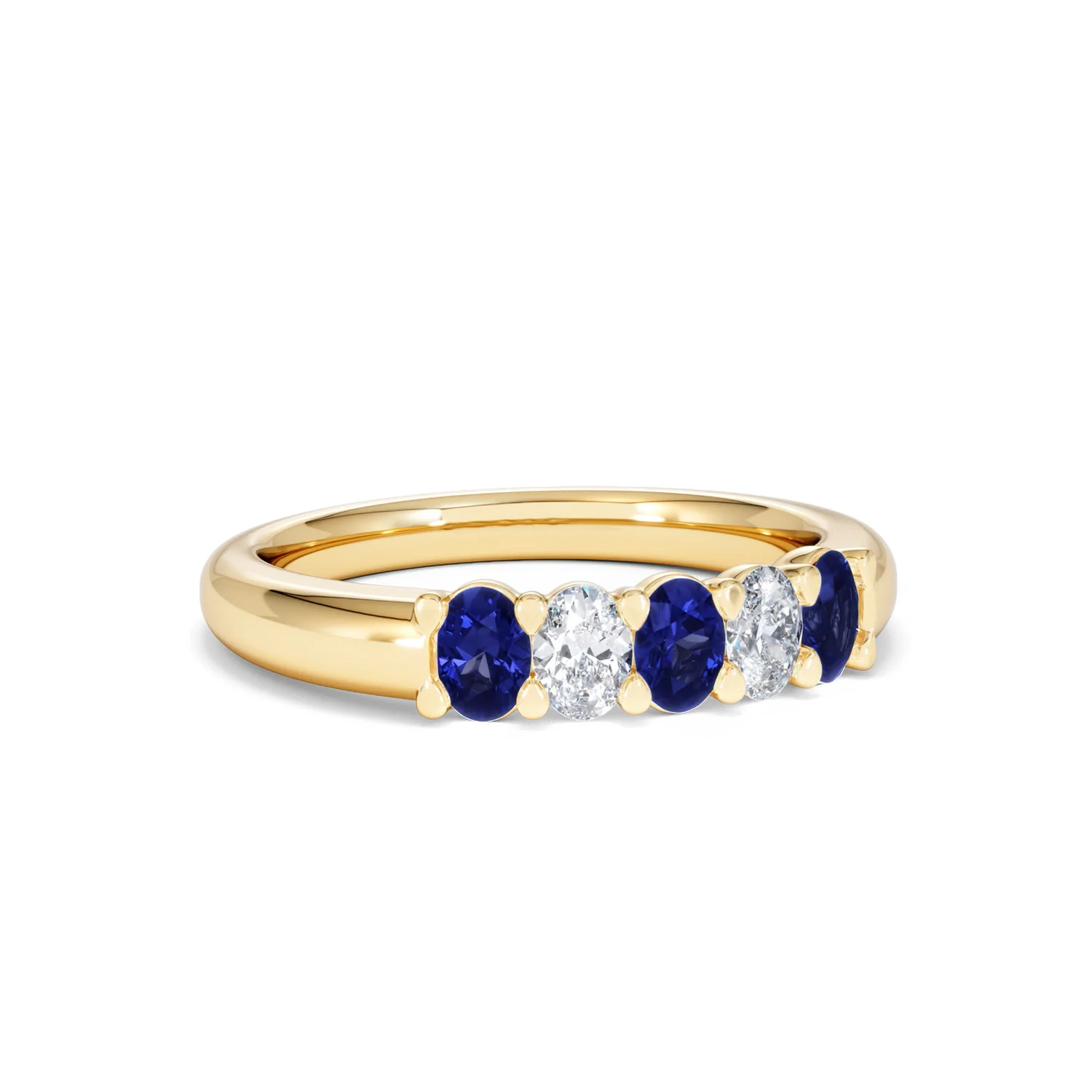 Solene 0.75ct Oval Cut Lab Sapphire and Lab Diamond Half Band Eternity Ring in 18k Yellow Gold - Image 14