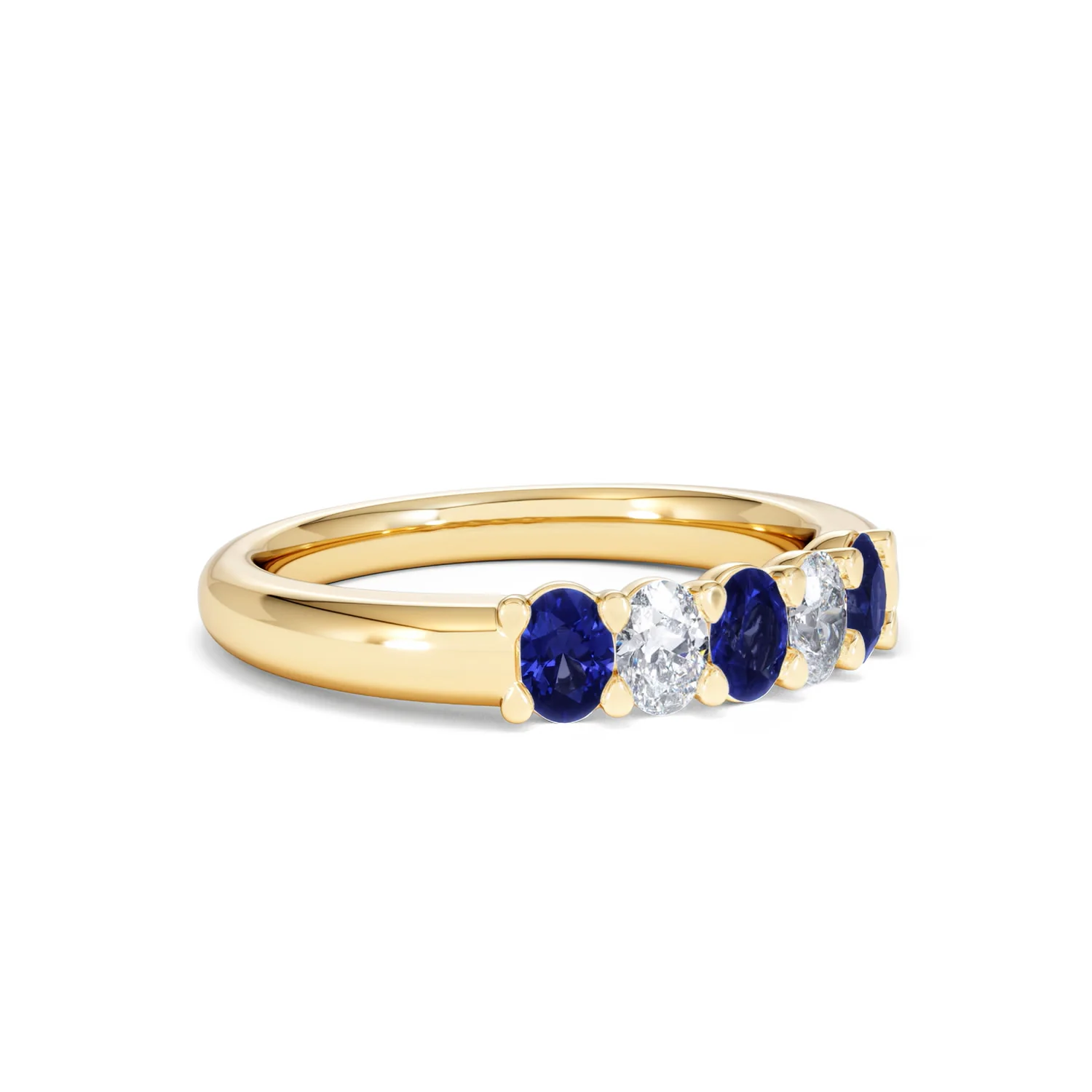 Solene 0.75ct Oval Cut Lab Sapphire and Lab Diamond Half Band Eternity Ring in 18k Yellow Gold - Image 17