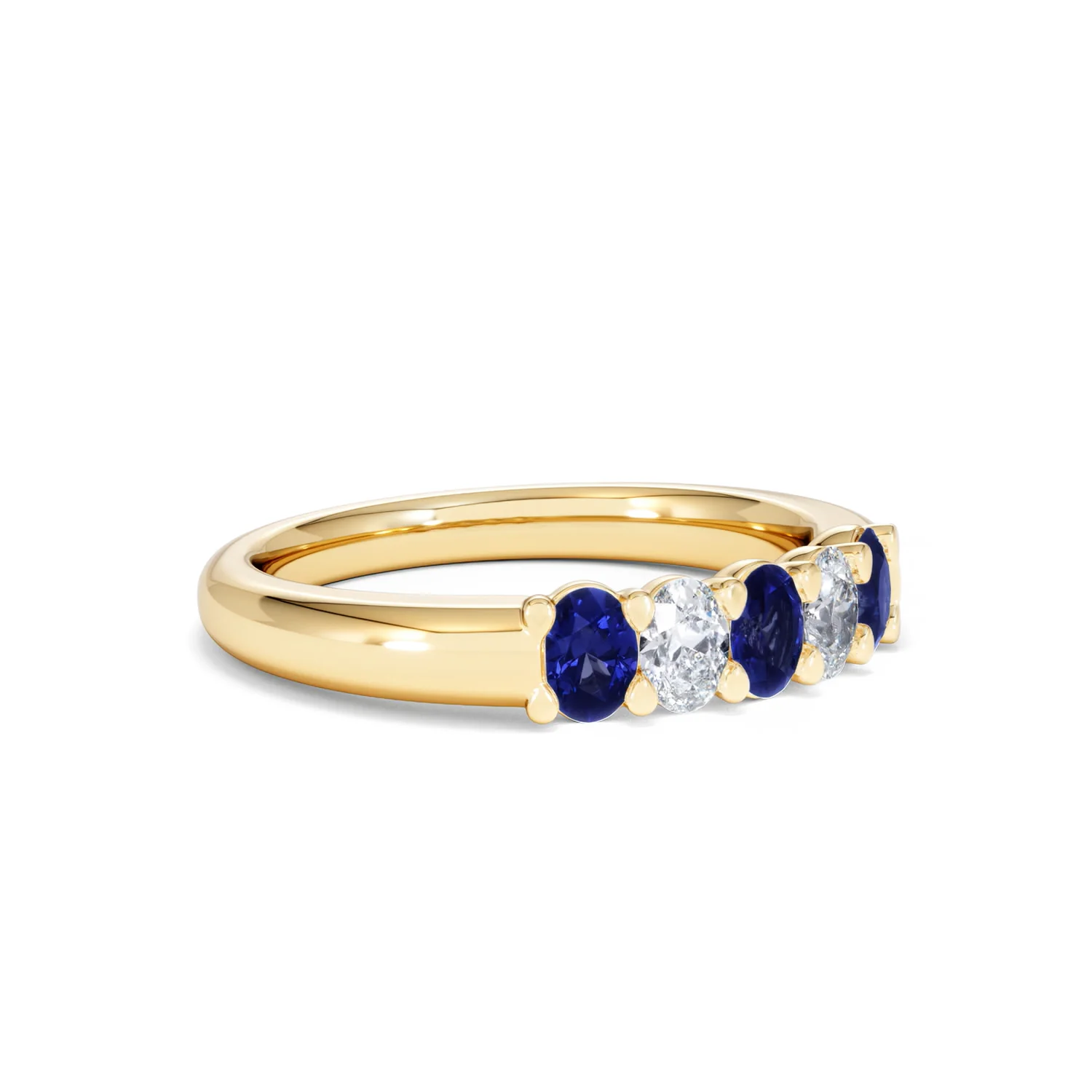 Solene 0.75ct Oval Cut Lab Sapphire and Lab Diamond Half Band Eternity Ring in 18k Yellow Gold - Image 18