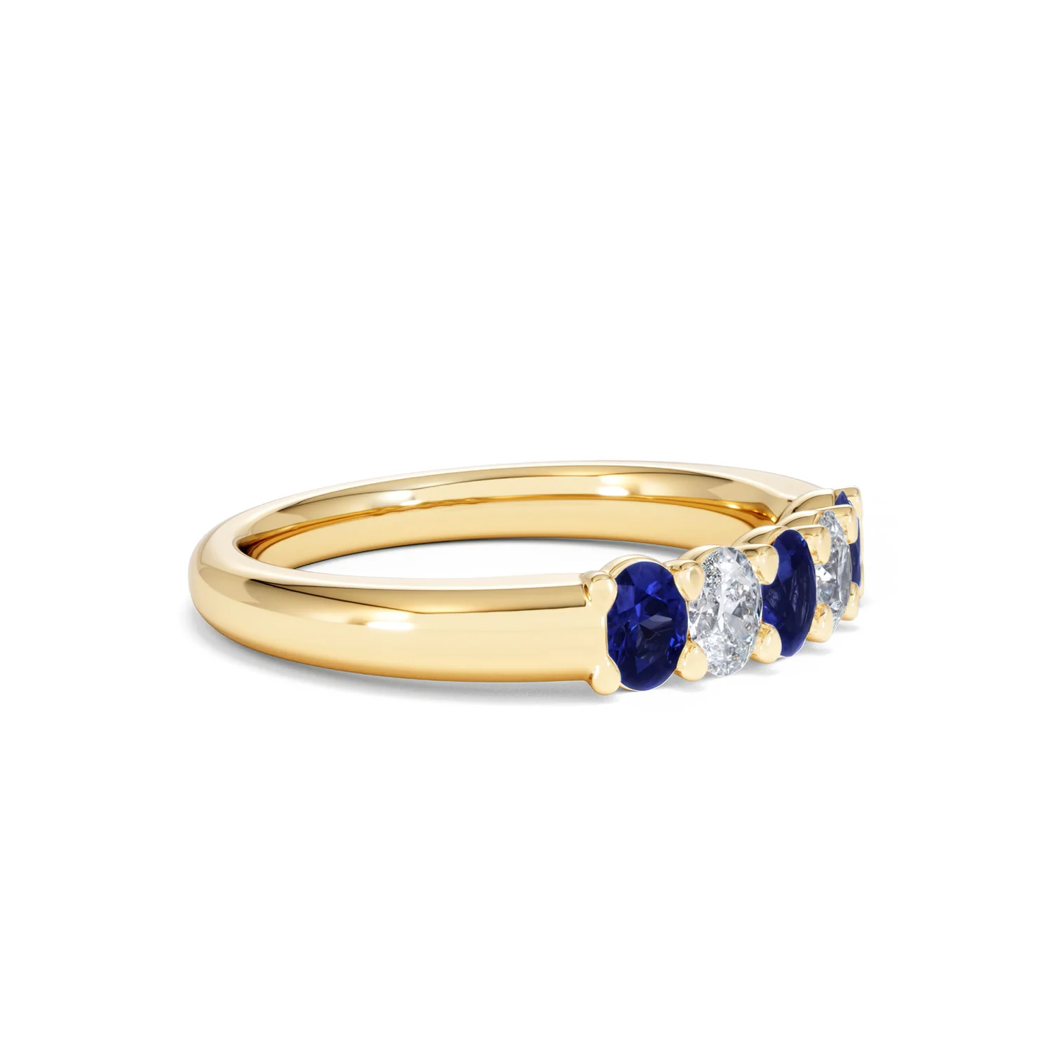 Solene 0.75ct Oval Cut Lab Sapphire and Lab Diamond Half Band Eternity Ring in 18k Yellow Gold - Image 21