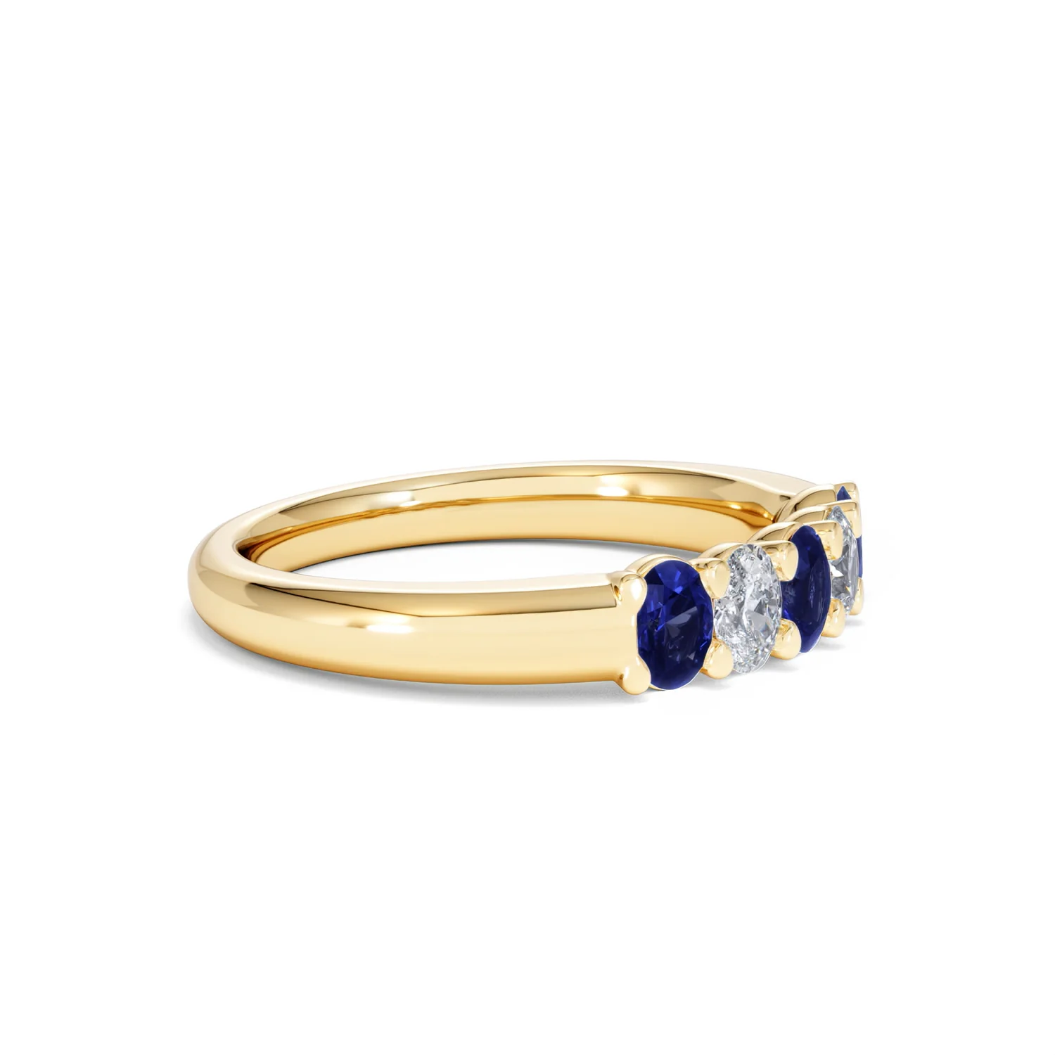 Solene 0.75ct Oval Cut Lab Sapphire and Lab Diamond Half Band Eternity Ring in 18k Yellow Gold - Image 22