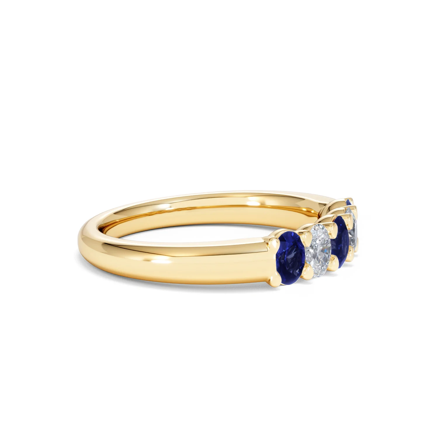 Solene 0.75ct Oval Cut Lab Sapphire and Lab Diamond Half Band Eternity Ring in 18k Yellow Gold - Image 23