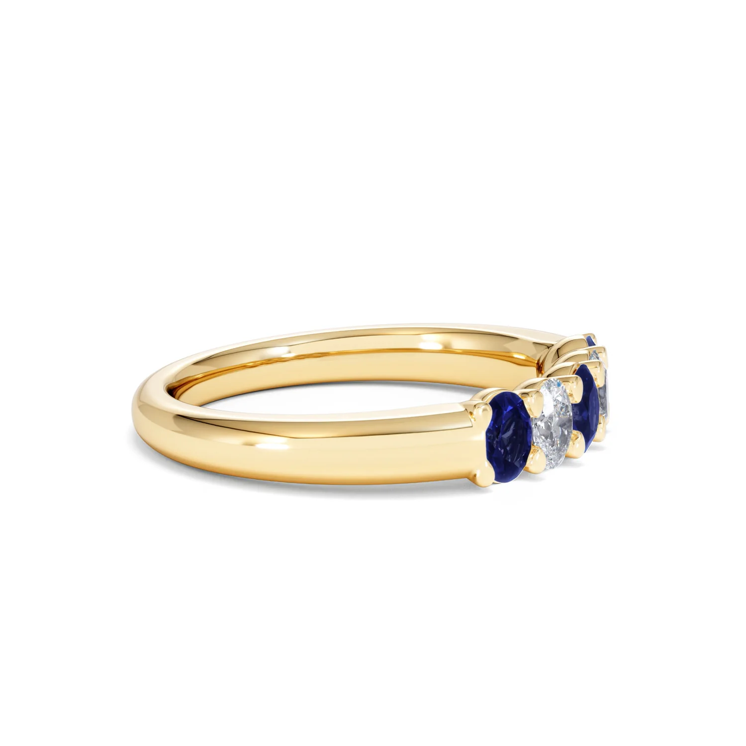 Solene 0.75ct Oval Cut Lab Sapphire and Lab Diamond Half Band Eternity Ring in 18k Yellow Gold - Image 24