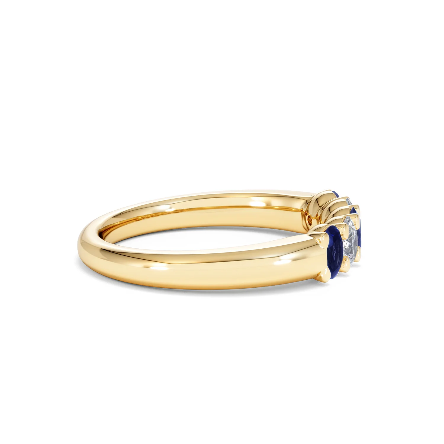 Solene 0.75ct Oval Cut Lab Sapphire and Lab Diamond Half Band Eternity Ring in 18k Yellow Gold - Image 28