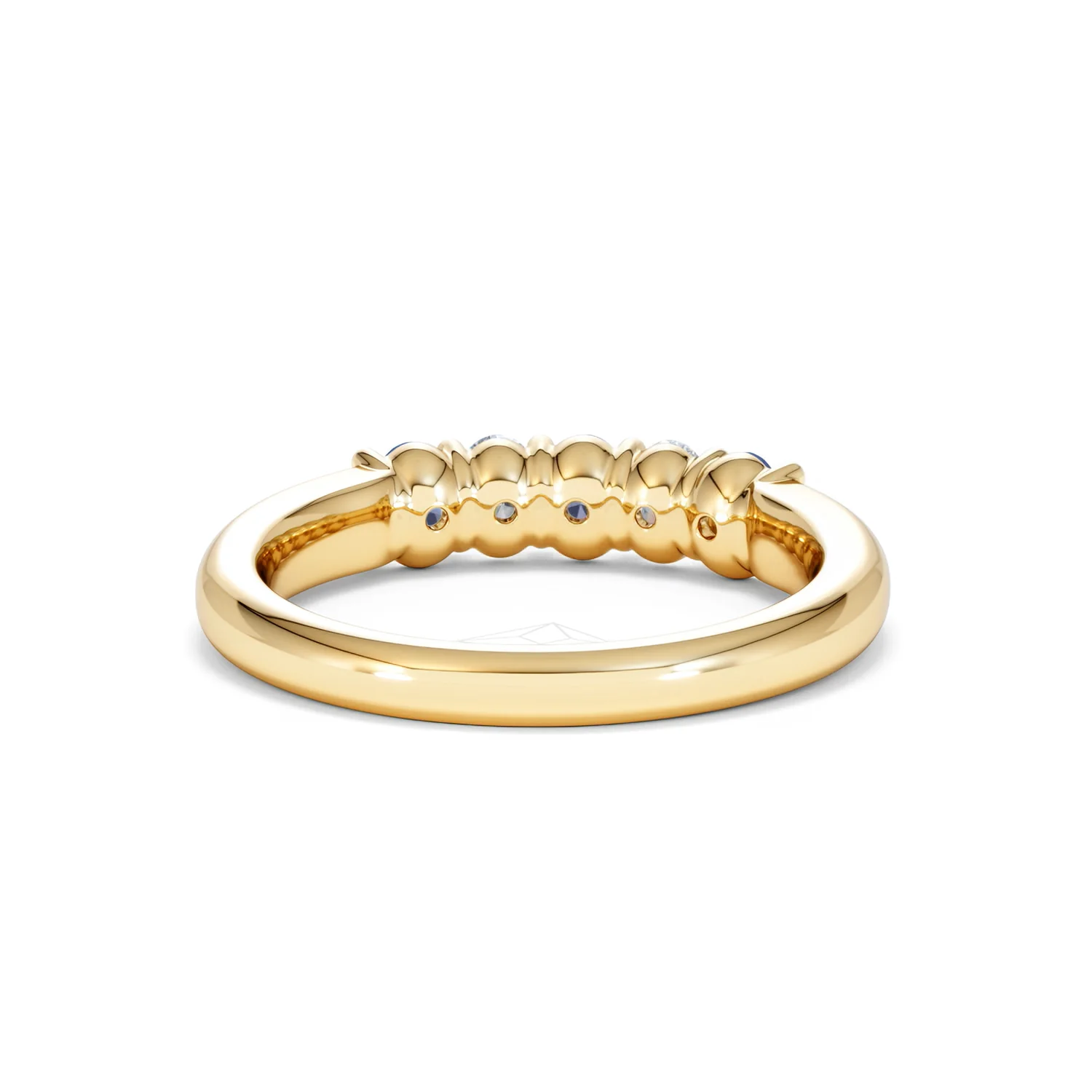 Solene 0.75ct Oval Cut Lab Sapphire and Lab Diamond Half Band Eternity Ring in 18k Yellow Gold - Image 47