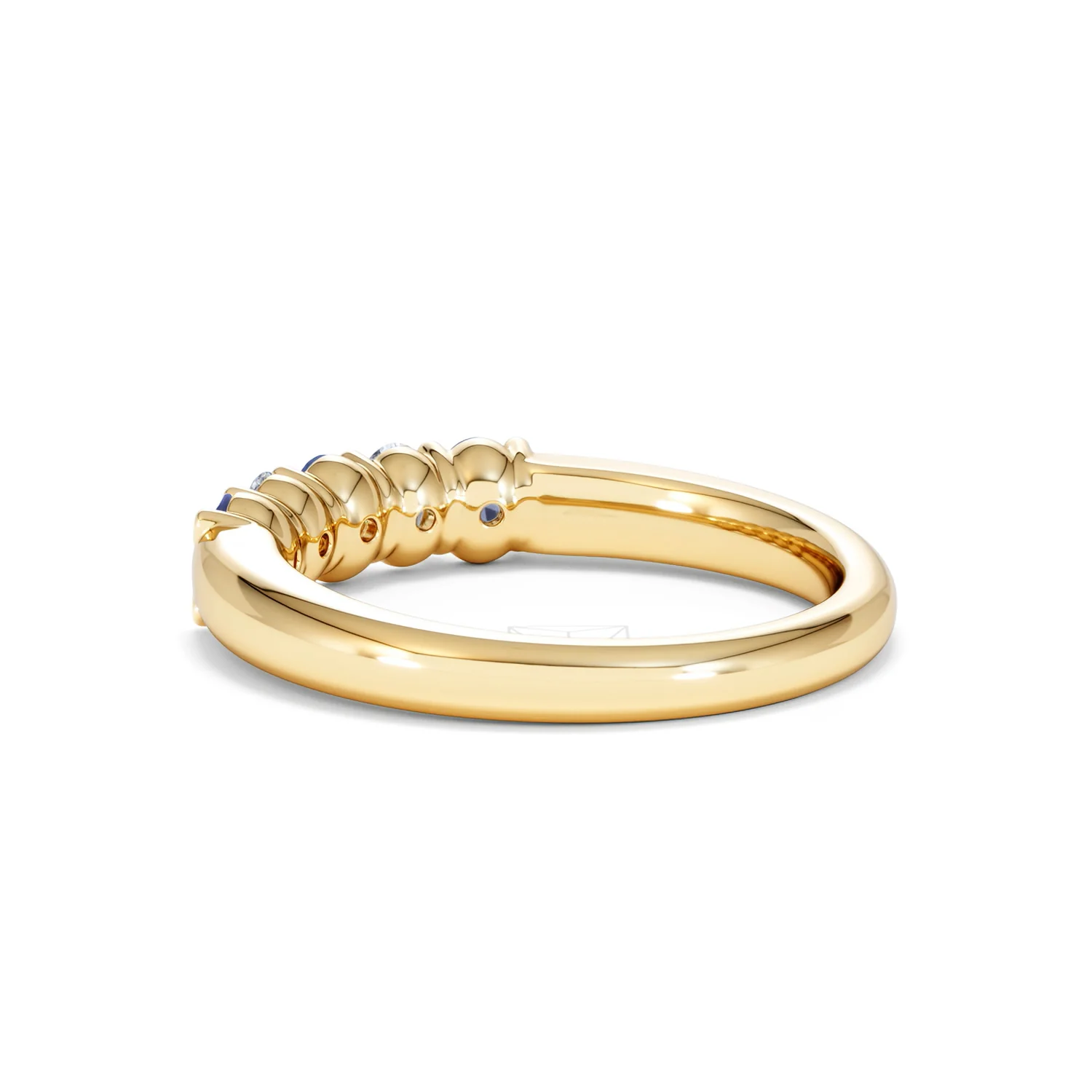 Solene 0.75ct Oval Cut Lab Sapphire and Lab Diamond Half Band Eternity Ring in 18k Yellow Gold - Image 59