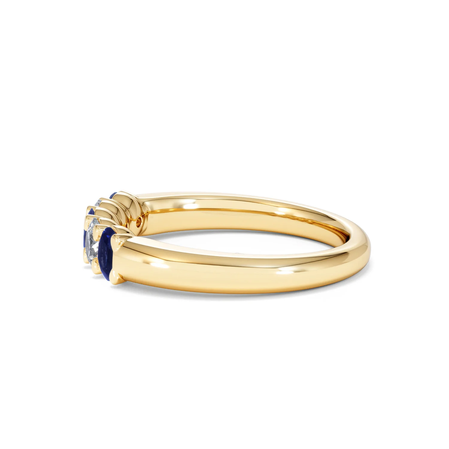 Solene 0.75ct Oval Cut Lab Sapphire and Lab Diamond Half Band Eternity Ring in 18k Yellow Gold - Image 69