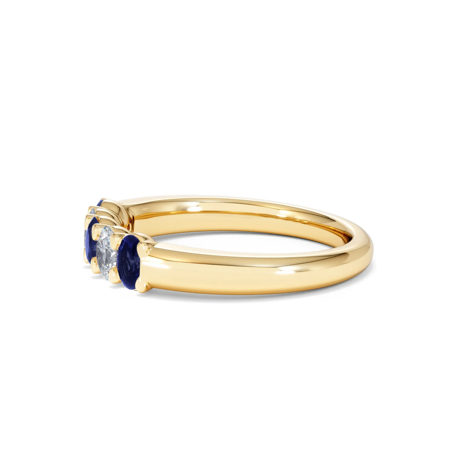Solene 0.75ct Oval Cut Lab Sapphire and Lab Diamond Half Band Eternity Ring in 18k Yellow Gold - Image 72