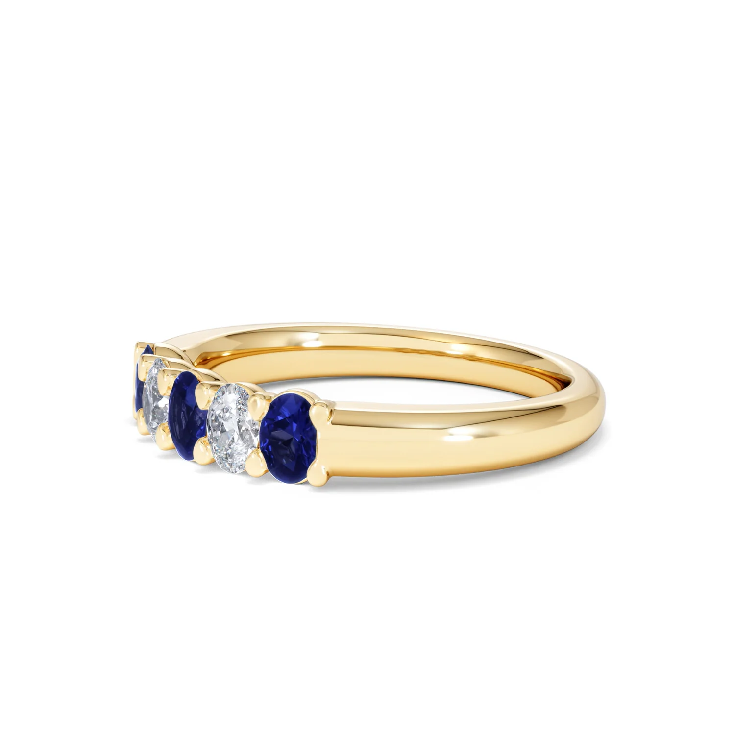 Solene 0.75ct Oval Cut Lab Sapphire and Lab Diamond Half Band Eternity Ring in 18k Yellow Gold - Image 77