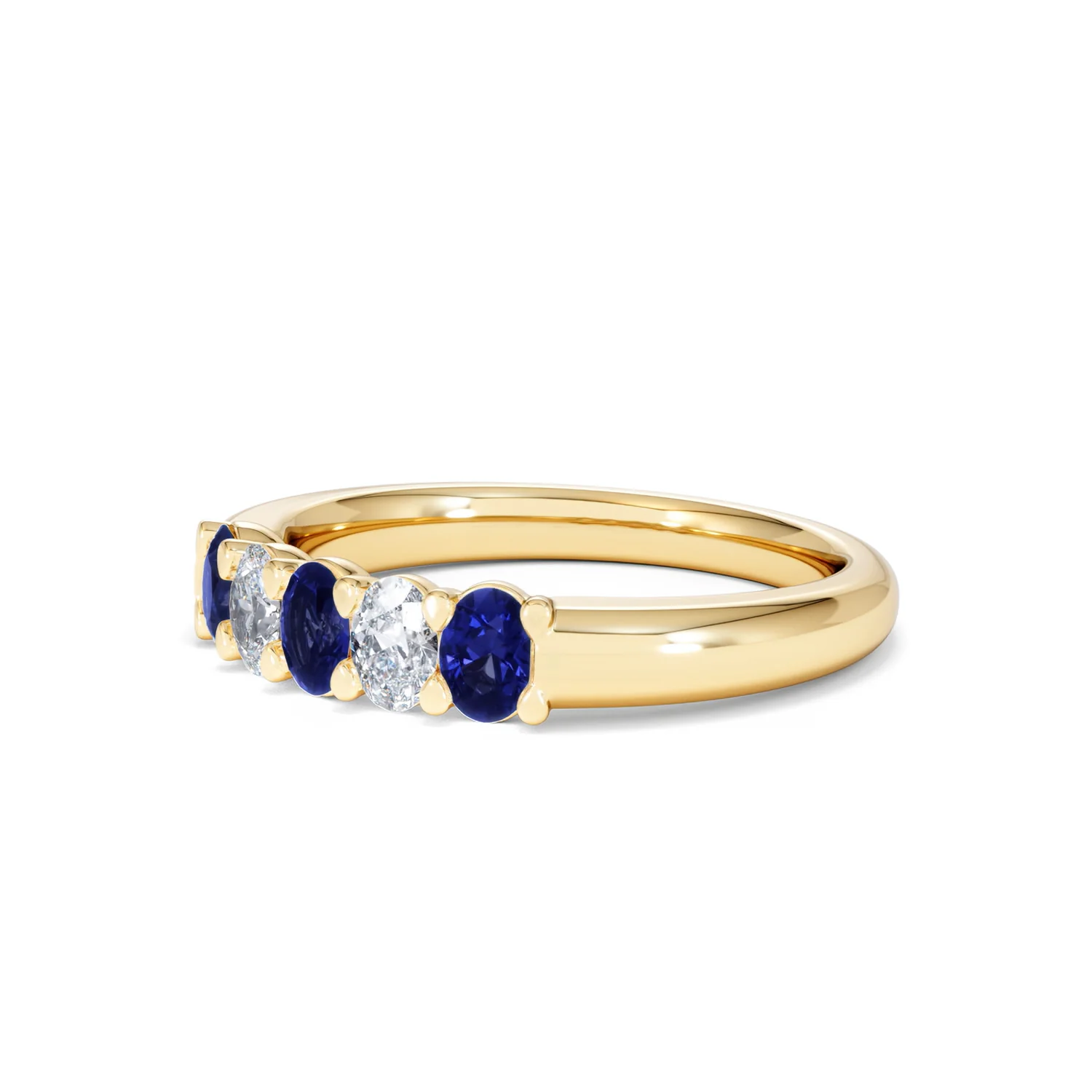 Solene 0.75ct Oval Cut Lab Sapphire and Lab Diamond Half Band Eternity Ring in 18k Yellow Gold - Image 79