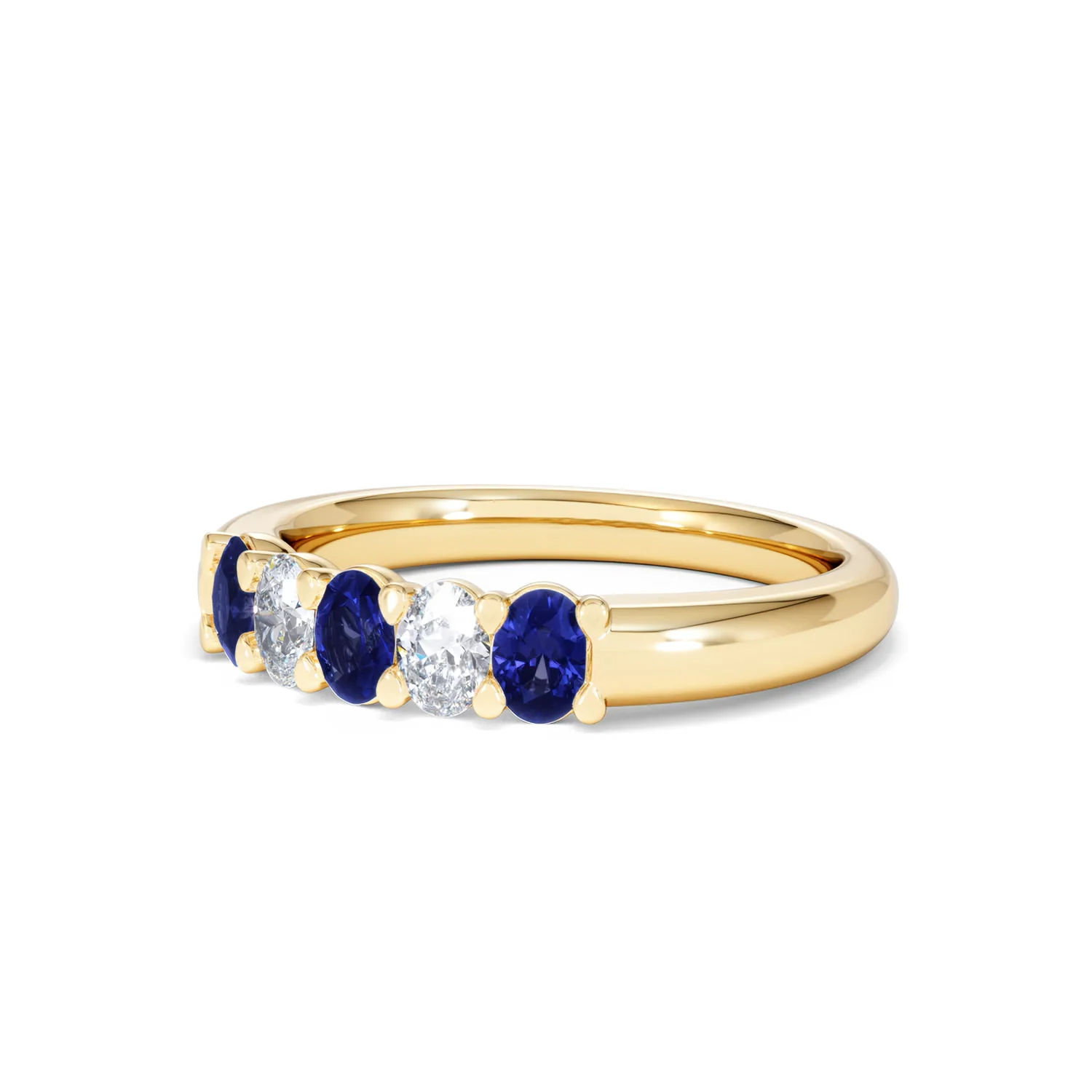 Solene 0.75ct Oval Cut Lab Sapphire and Lab Diamond Half Band Eternity Ring in 18k Yellow Gold - Image 81