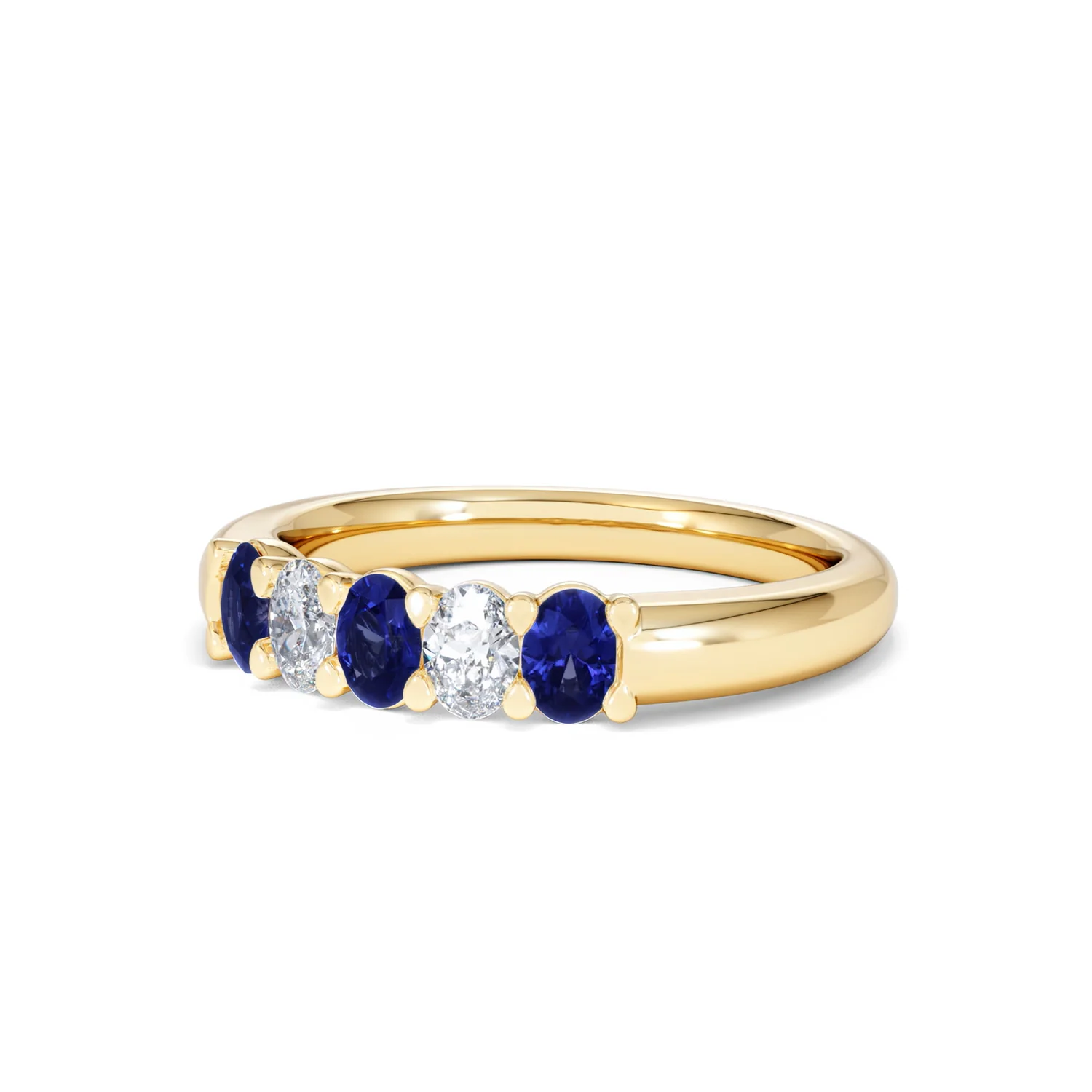 Solene 0.75ct Oval Cut Lab Sapphire and Lab Diamond Half Band Eternity Ring in 18k Yellow Gold - Image 82