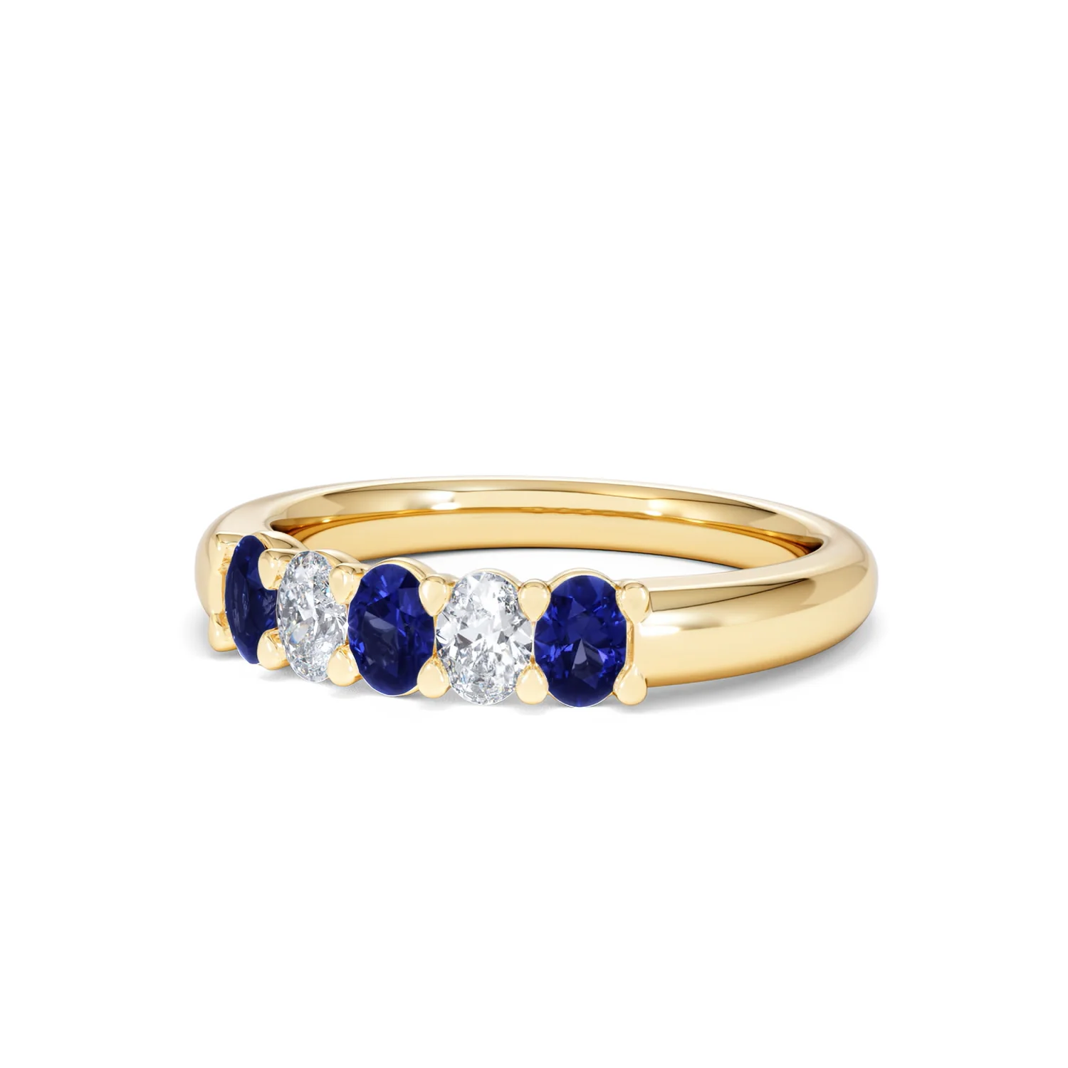 Solene 0.75ct Oval Cut Lab Sapphire and Lab Diamond Half Band Eternity Ring in 18k Yellow Gold - Image 83