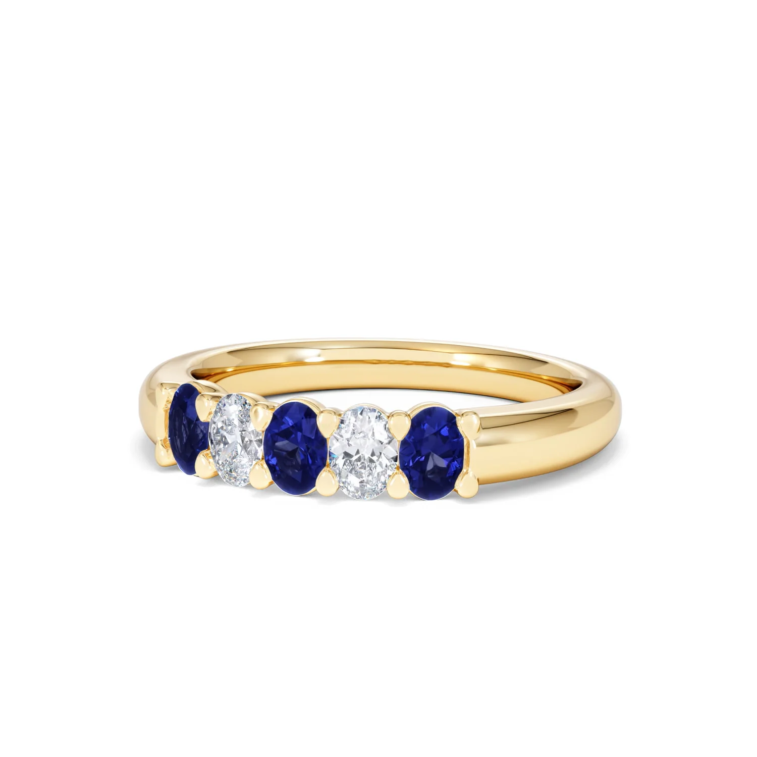 Solene 0.75ct Oval Cut Lab Sapphire and Lab Diamond Half Band Eternity Ring in 18k Yellow Gold - Image 84