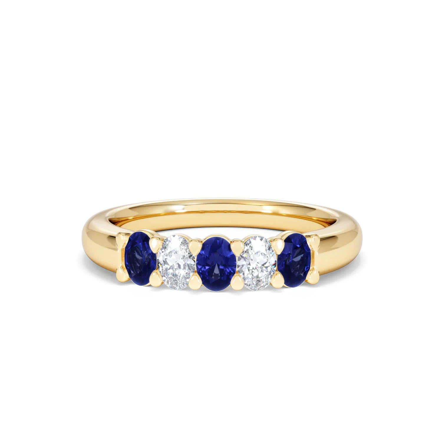 Solene 0.75ct Oval Cut Lab Sapphire and Lab Diamond Half Band Eternity Ring in 18k Yellow Gold - Image 88