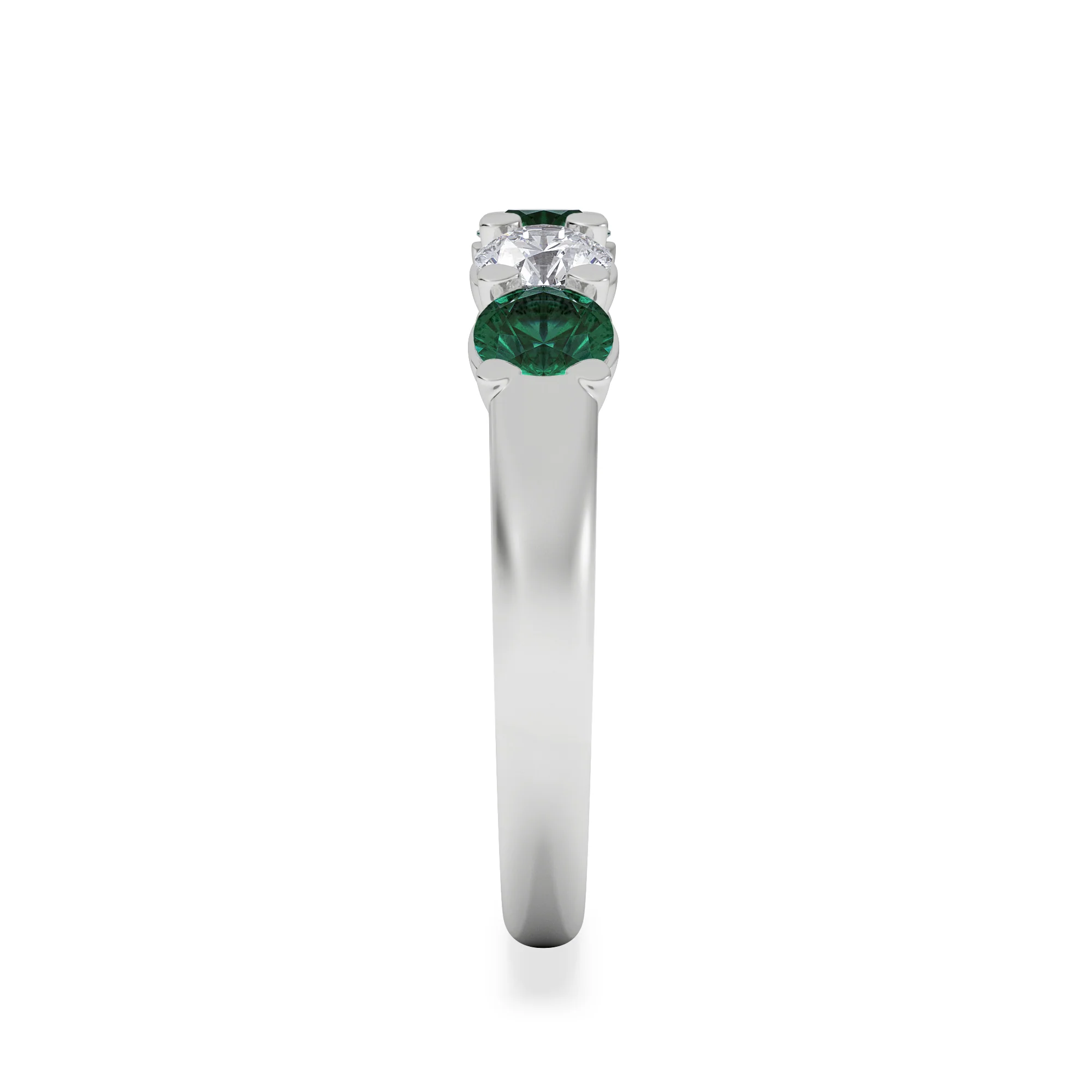 Solene 0.75ct Round Cut Lab Emerald and  Lab Diamond Half Eternity Ring in 18K White Gold - Image 5