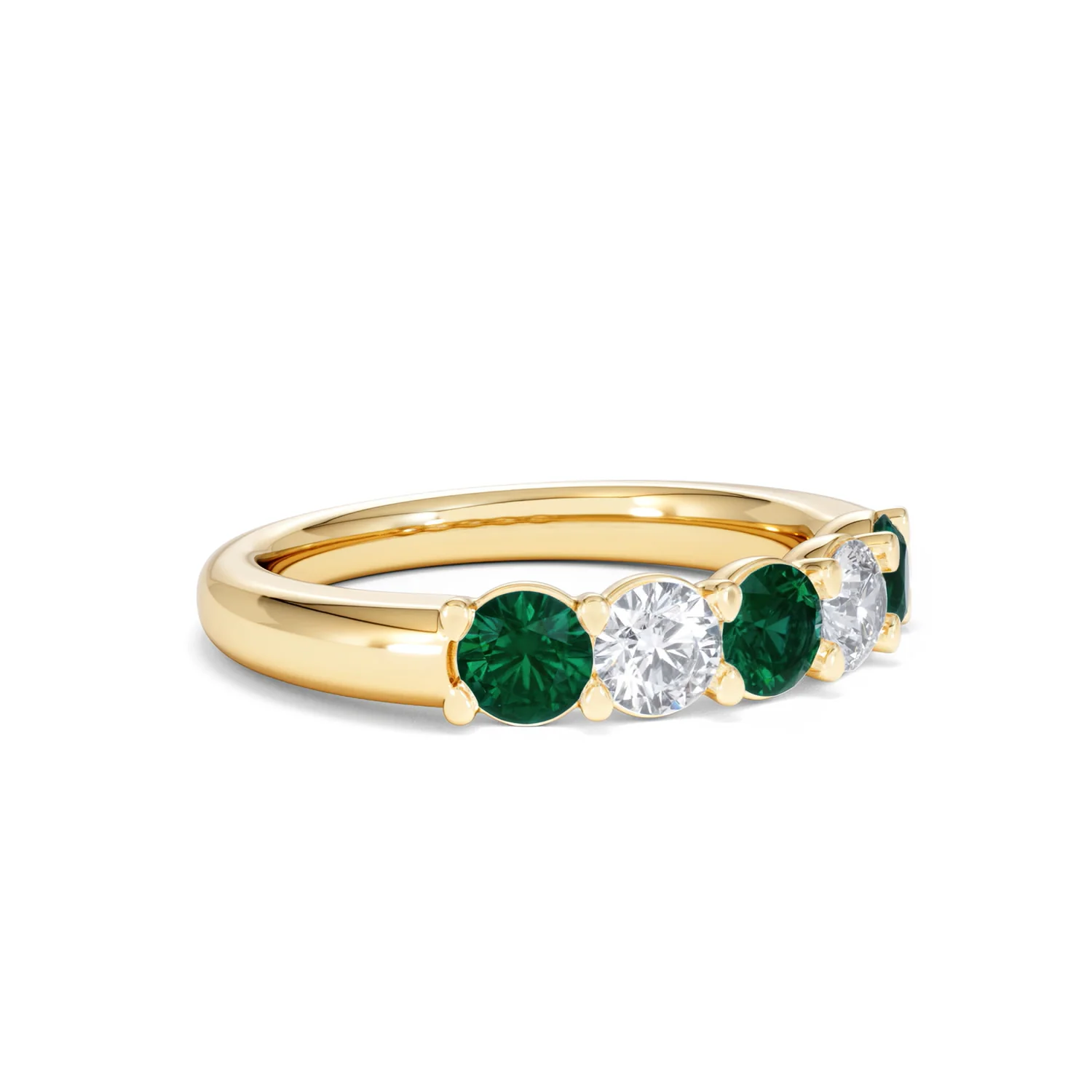Solene 0.75ct Round Cut Lab Emerald and Lab Diamond Half Eternity Ring in 18K Yellow Gold - Image 18