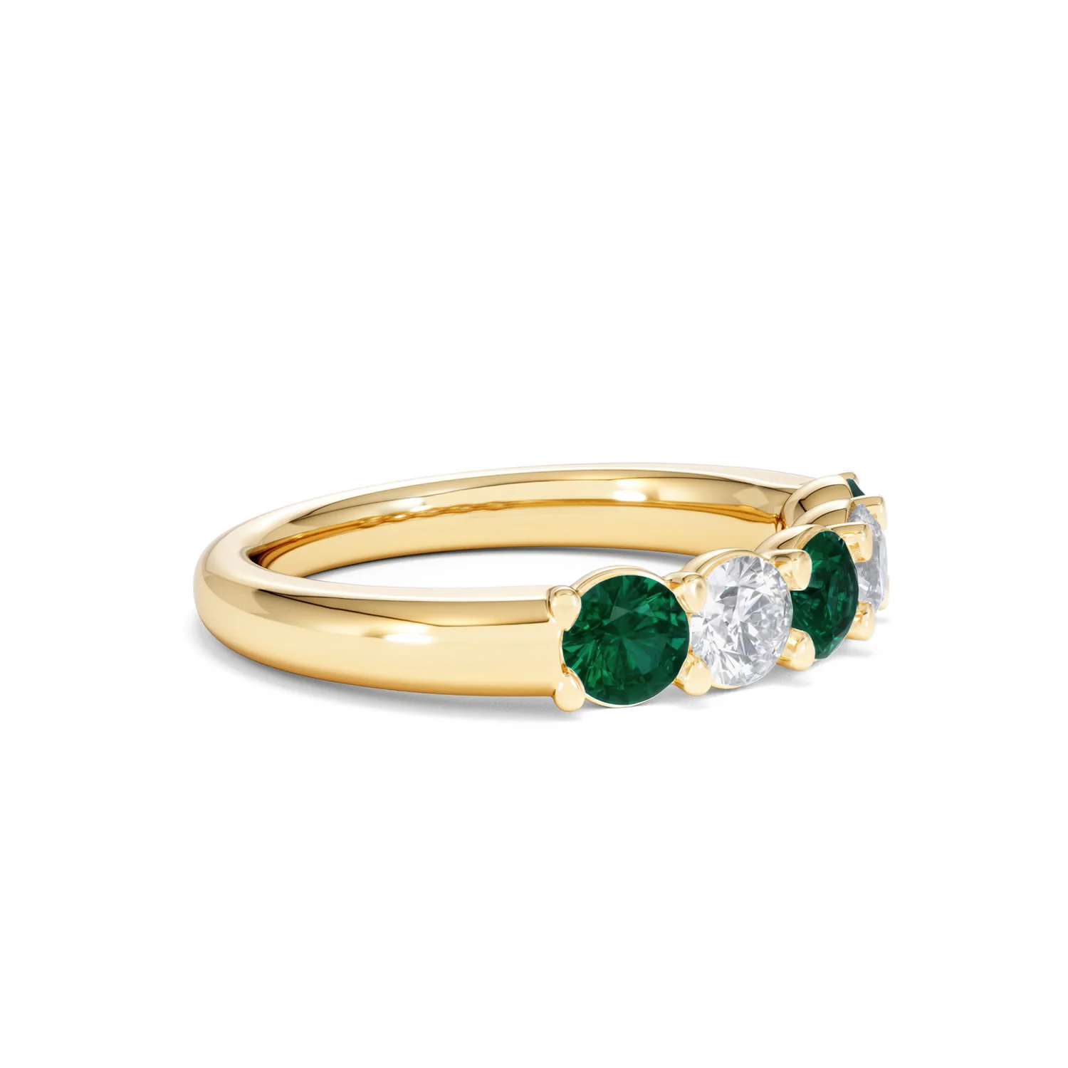 Solene 0.75ct Round Cut Lab Emerald and Lab Diamond Half Eternity Ring in 18K Yellow Gold - Image 22