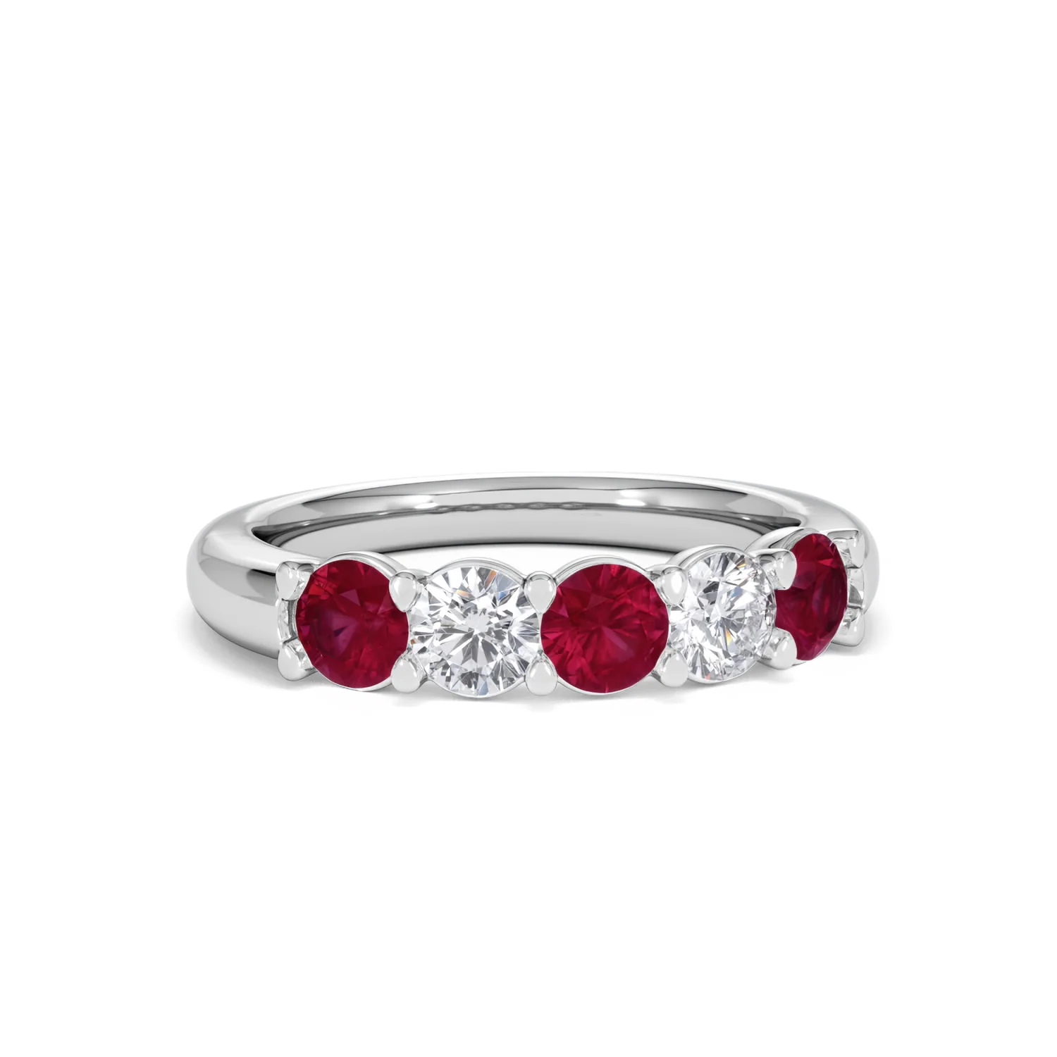 Solene 0.75ct Round Cut Lab Ruby and Lab Diamond Half Eternity Ring in 18K White Gold - Image 12