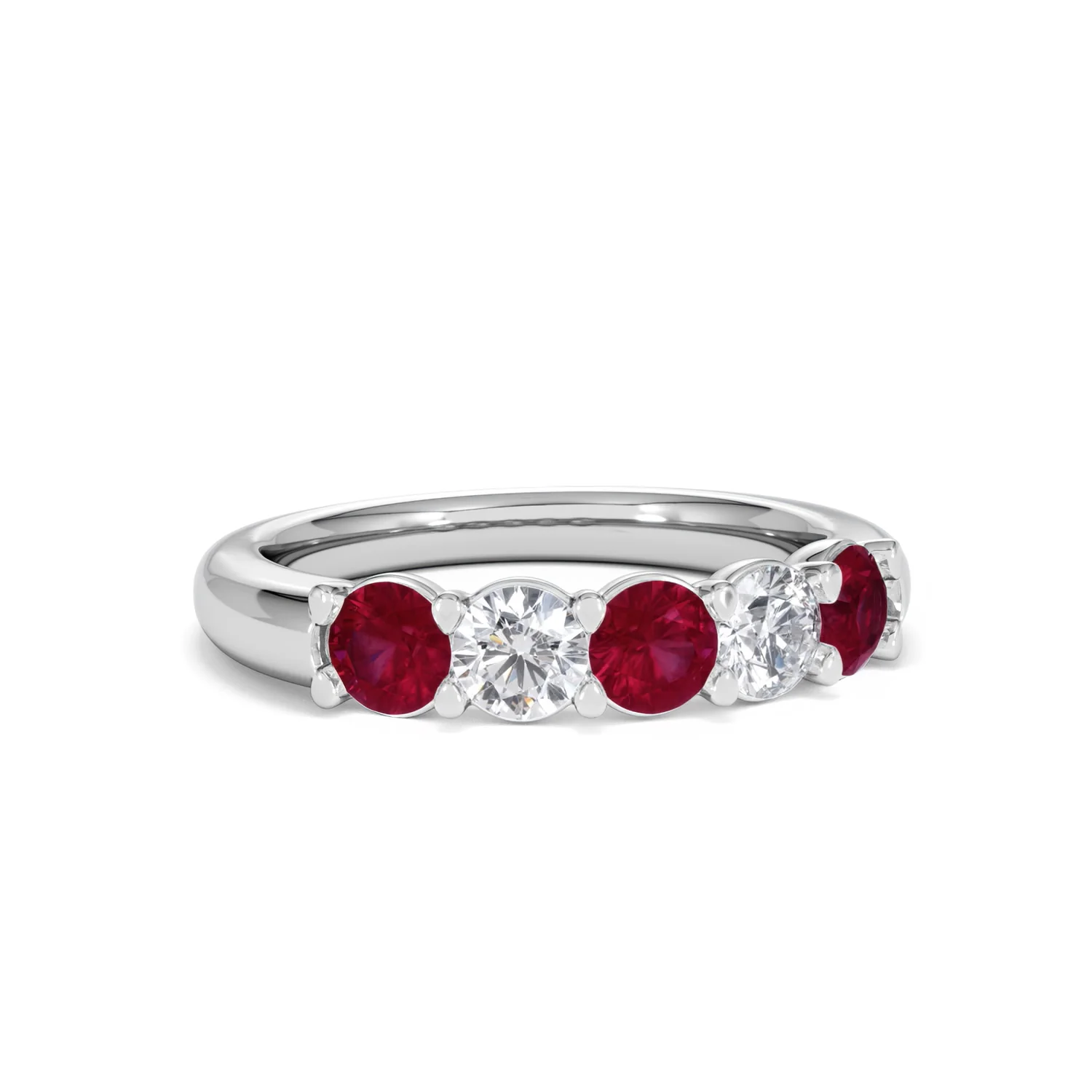 Solene 0.75ct Round Cut Lab Ruby and Lab Diamond Half Eternity Ring in 18K White Gold - Image 13