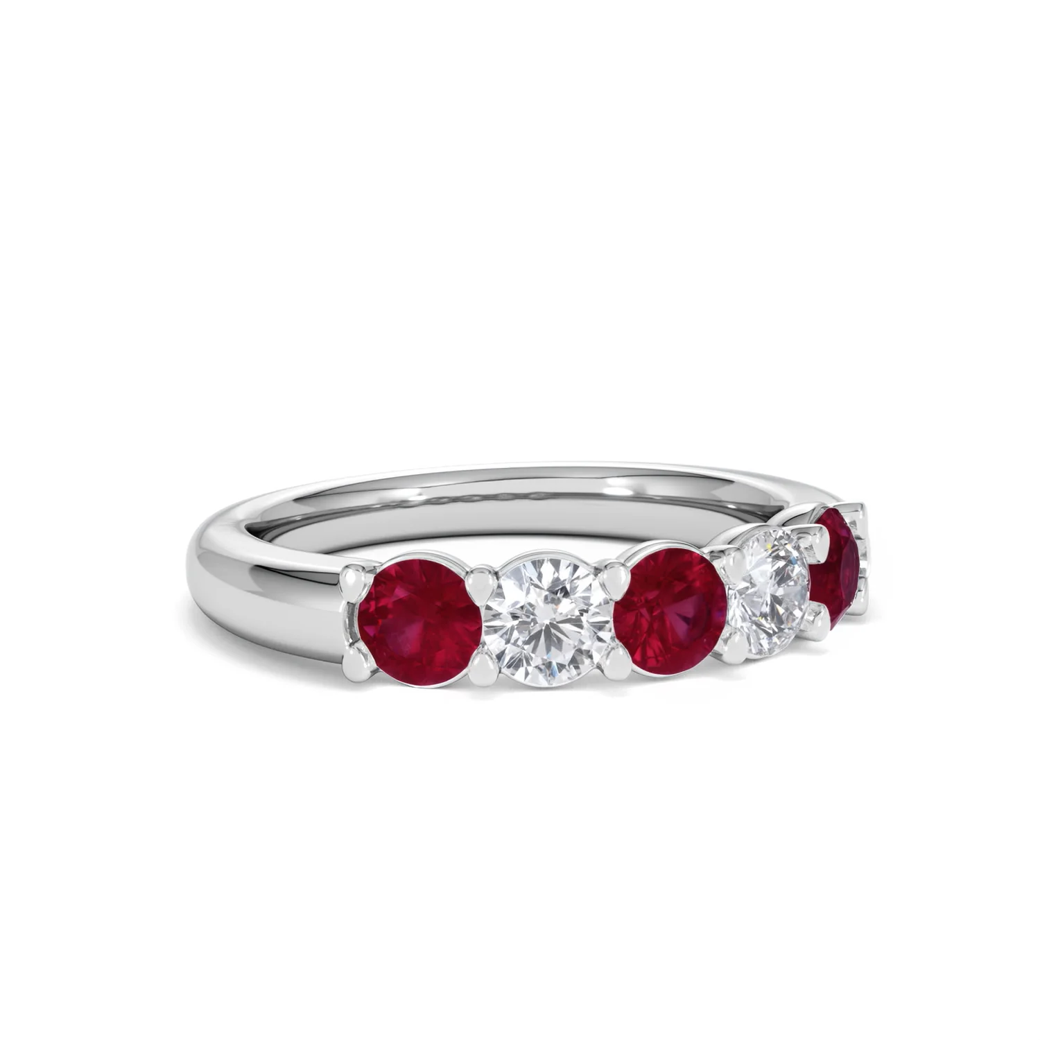 Solene 0.75ct Round Cut Lab Ruby and Lab Diamond Half Eternity Ring in 18K White Gold - Image 15