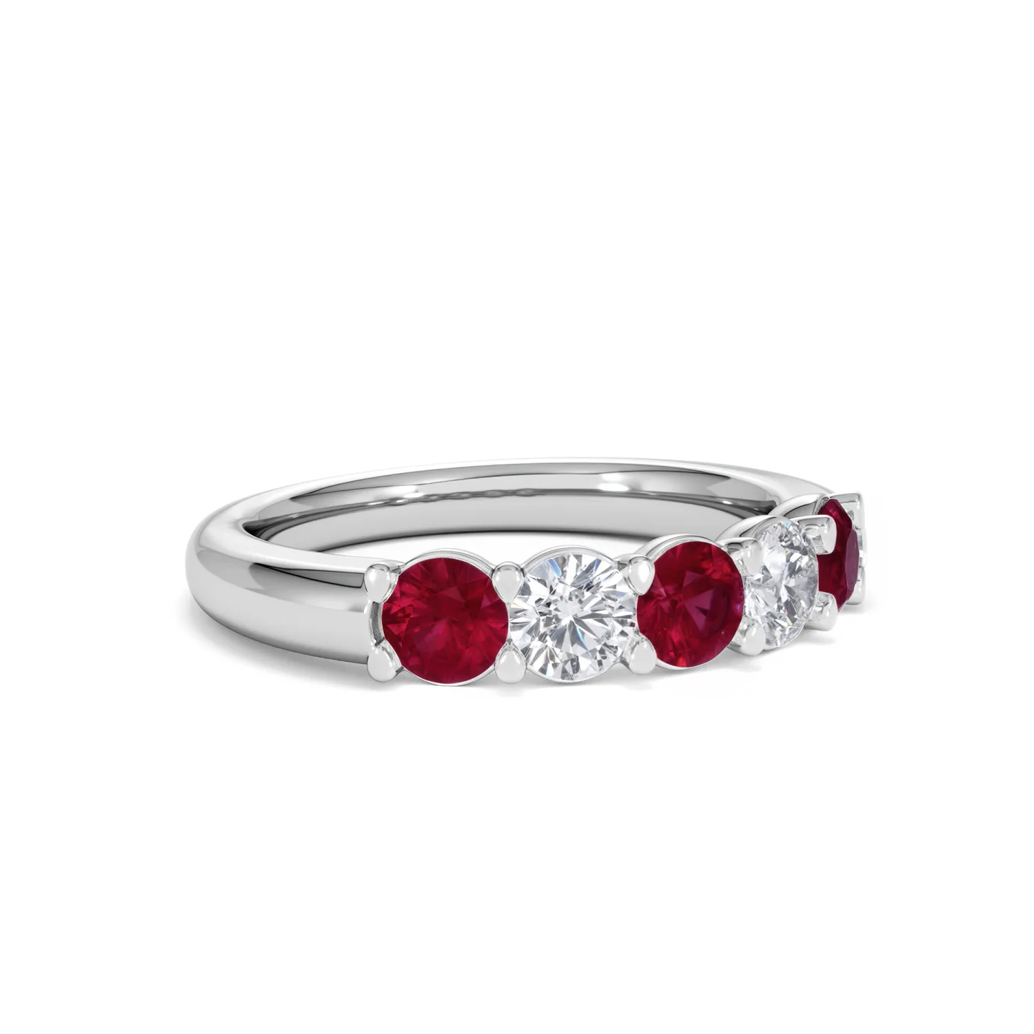 Solene 0.75ct Round Cut Lab Ruby and Lab Diamond Half Eternity Ring in 18K White Gold - Image 16