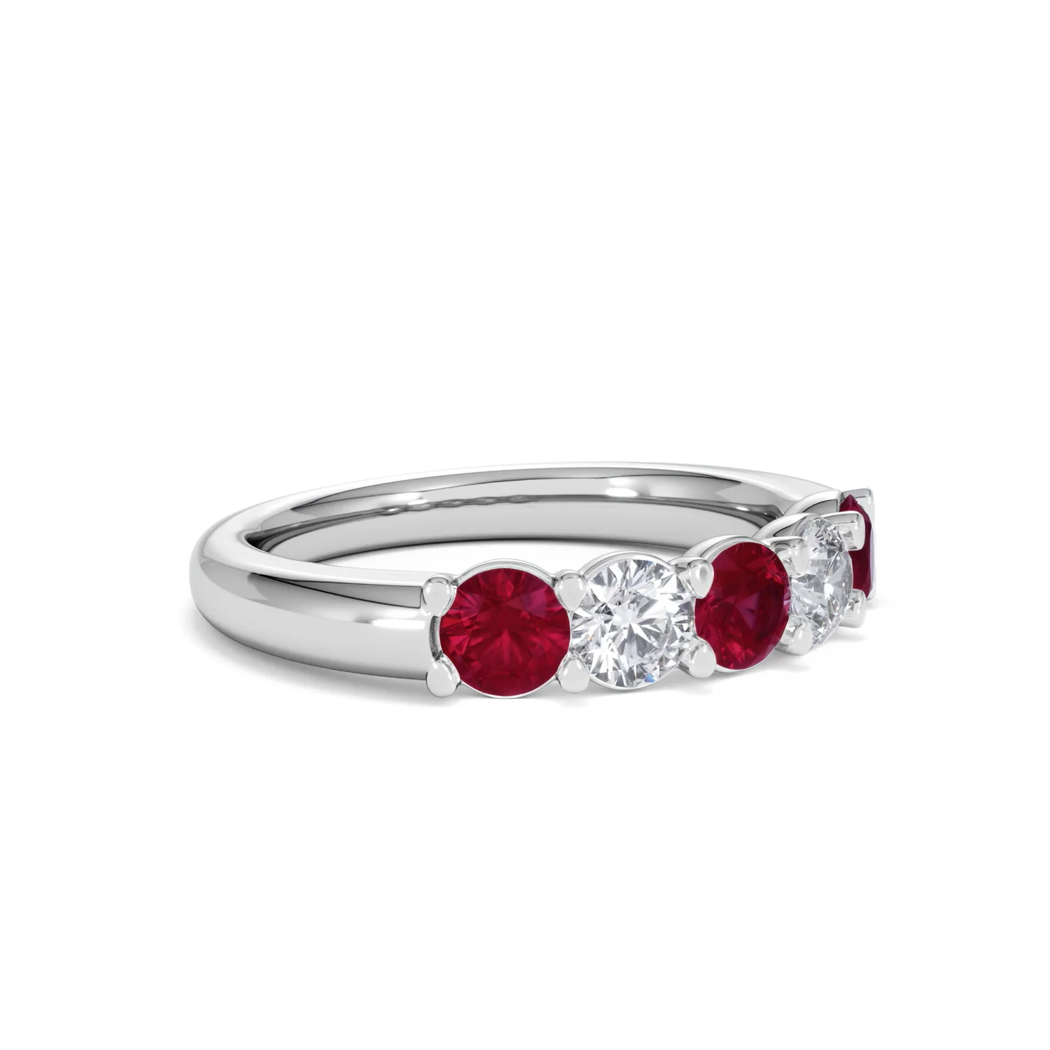 Solene 0.75ct Round Cut Lab Ruby and Lab Diamond Half Eternity Ring in 18K White Gold - Image 18