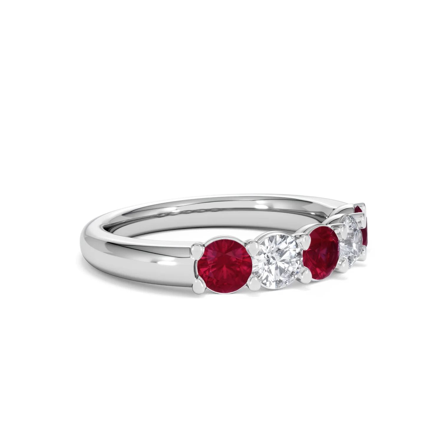 Solene 0.75ct Round Cut Lab Ruby and Lab Diamond Half Eternity Ring in 18K White Gold - Image 19