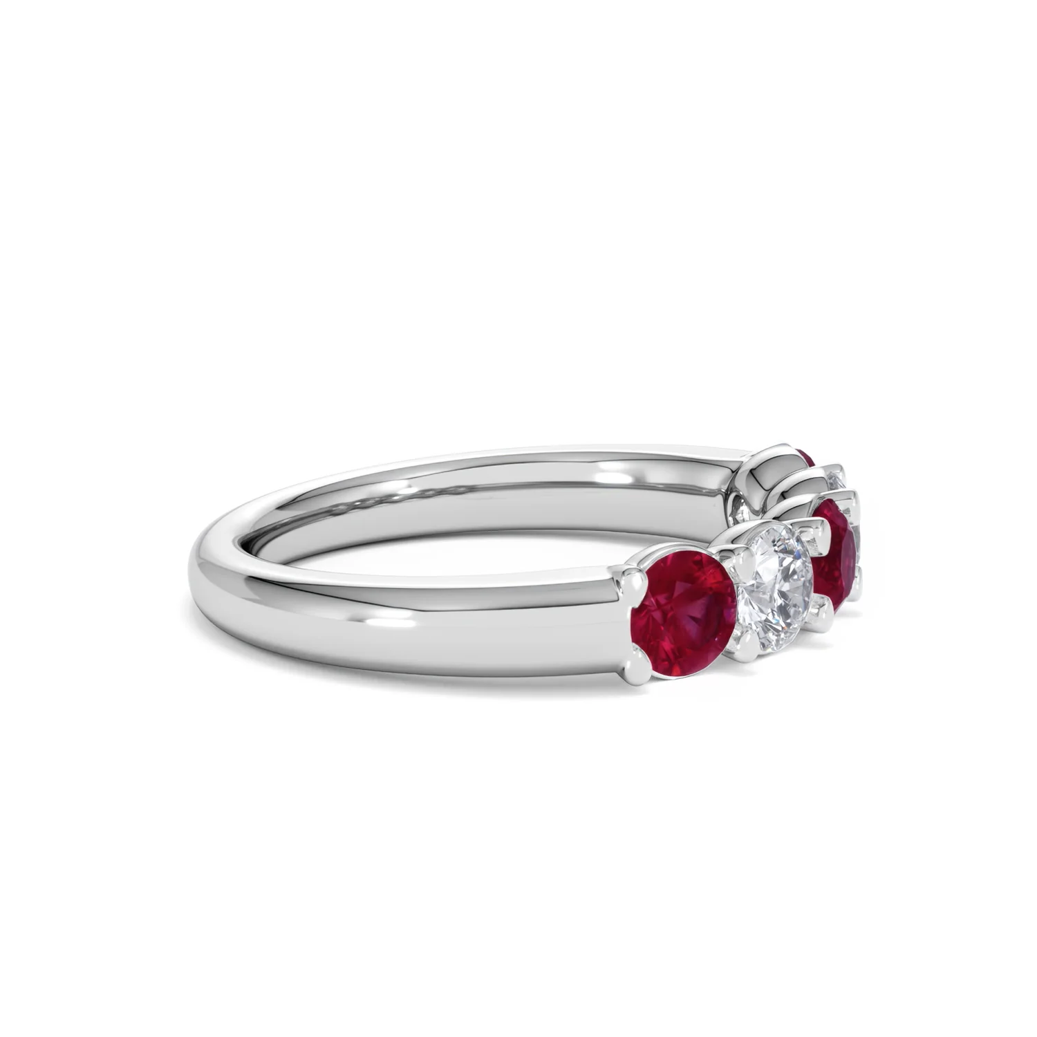 Solene 0.75ct Round Cut Lab Ruby and Lab Diamond Half Eternity Ring in 18K White Gold - Image 25