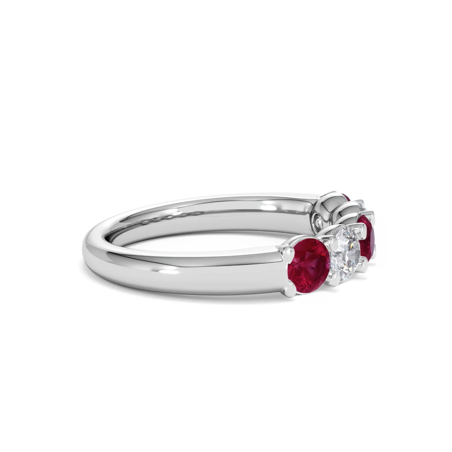 Solene 0.75ct Round Cut Lab Ruby and Lab Diamond Half Eternity Ring in 18K White Gold - Image 26