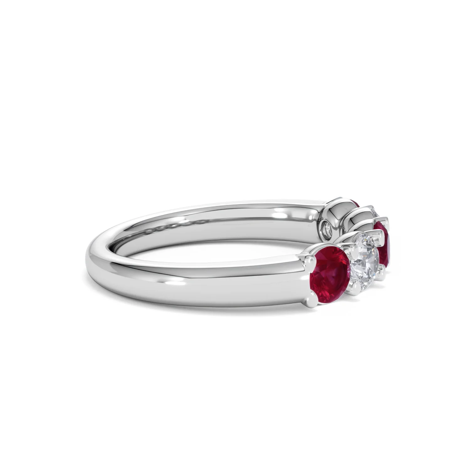 Solene 0.75ct Round Cut Lab Ruby and Lab Diamond Half Eternity Ring in 18K White Gold - Image 27