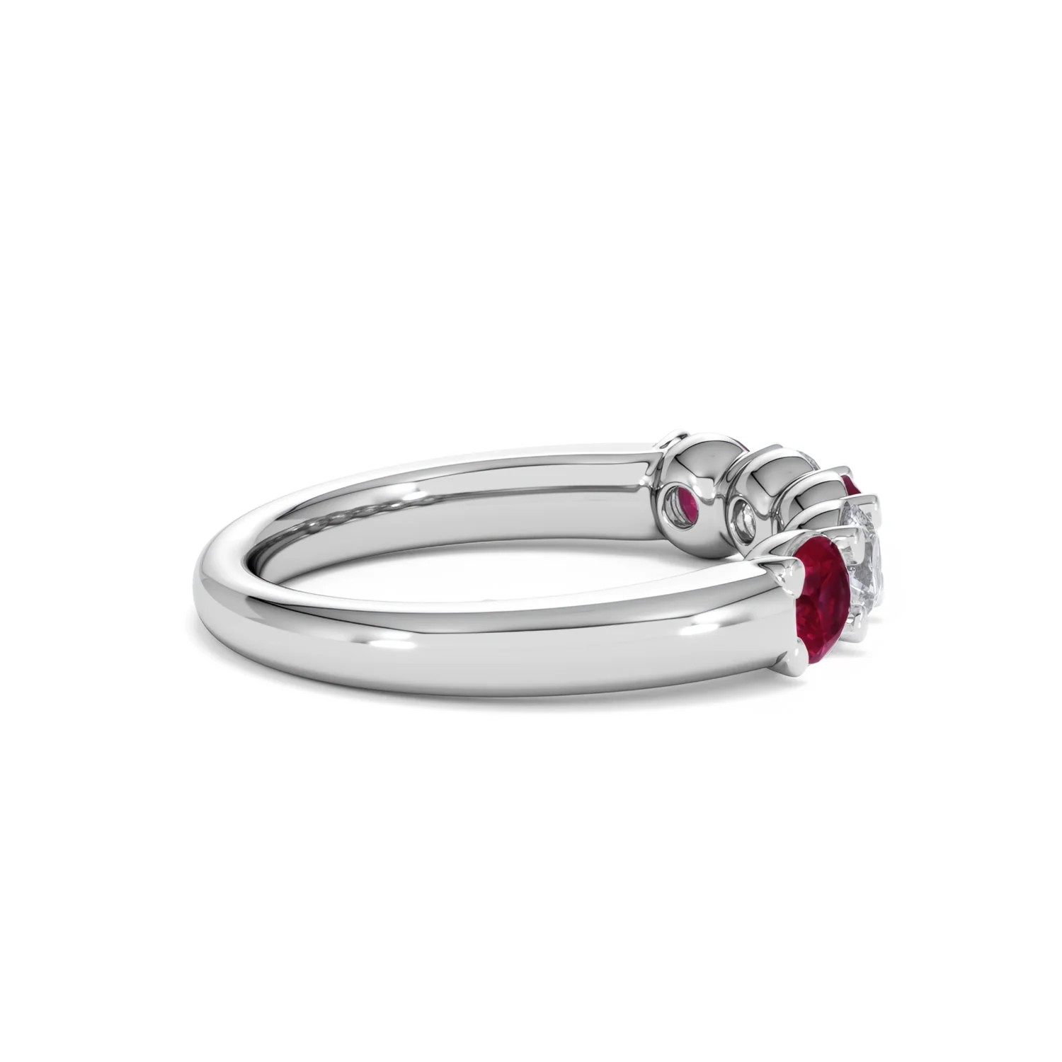 Solene 0.75ct Round Cut Lab Ruby and Lab Diamond Half Eternity Ring in 18K White Gold - Image 31